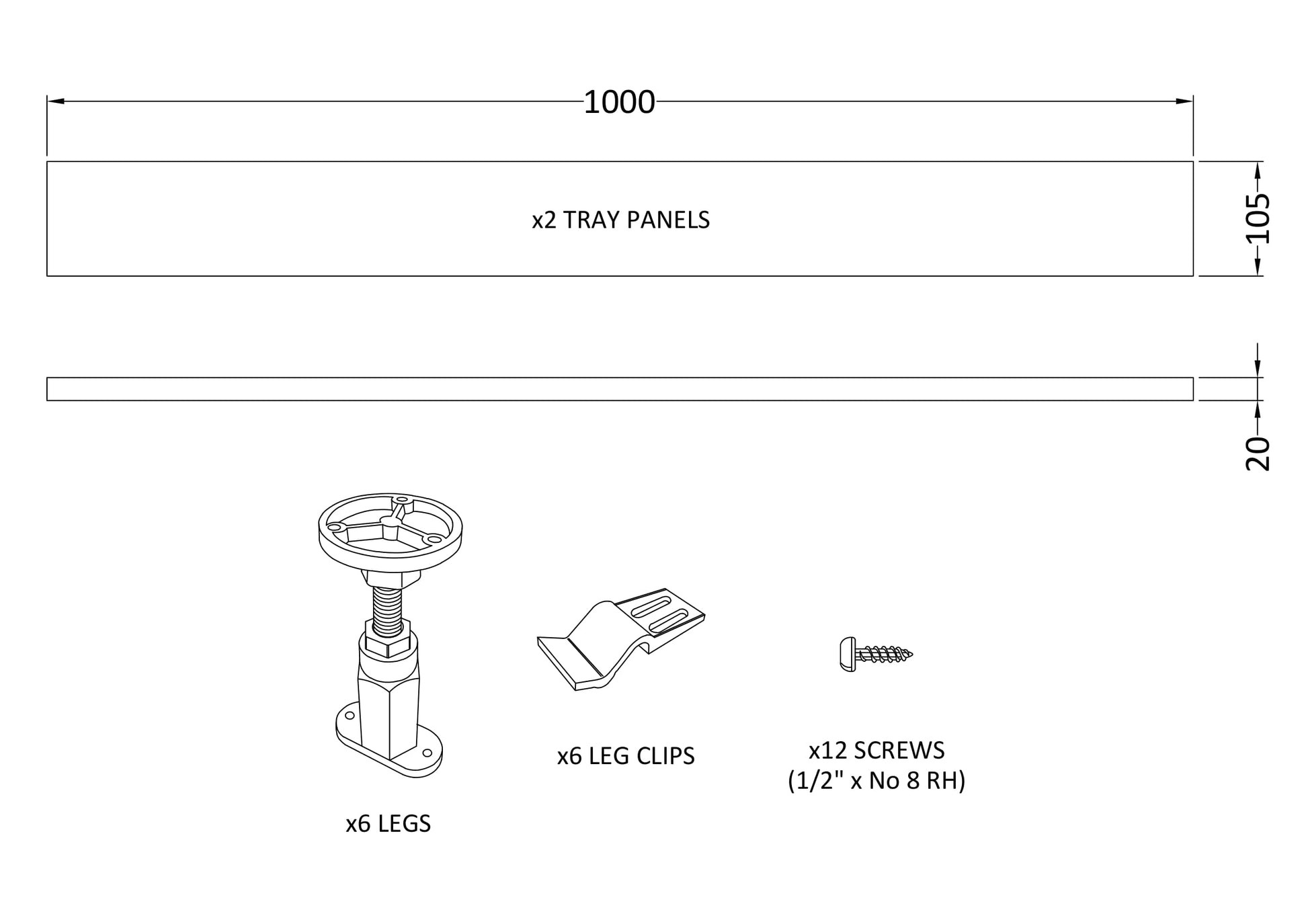Hudson Reed 1000mm Leg Set & Plinth Kit With 2 Plinths