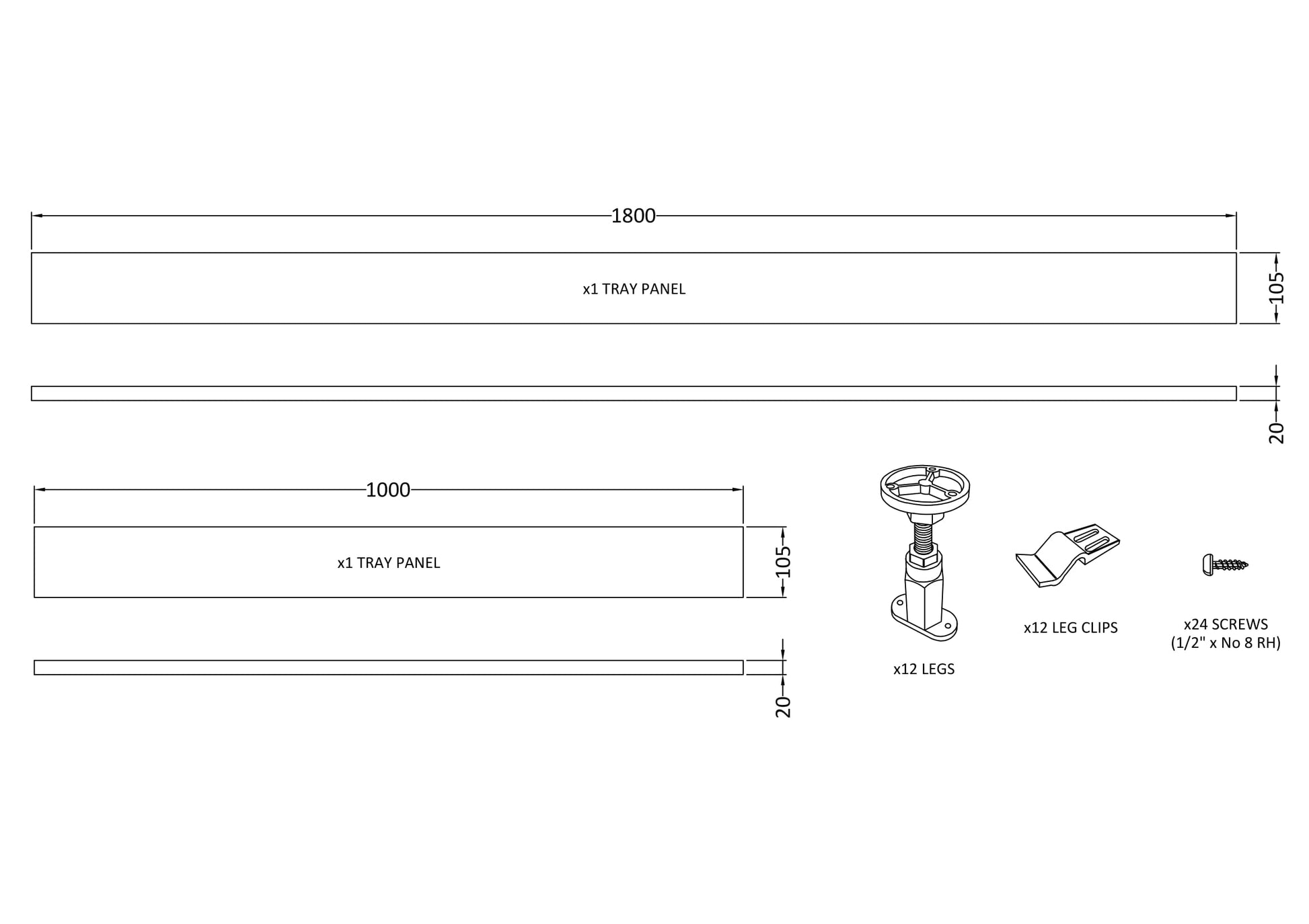 Hudson Reed 1700mm Leg Set With 1000mm Plinth Kit