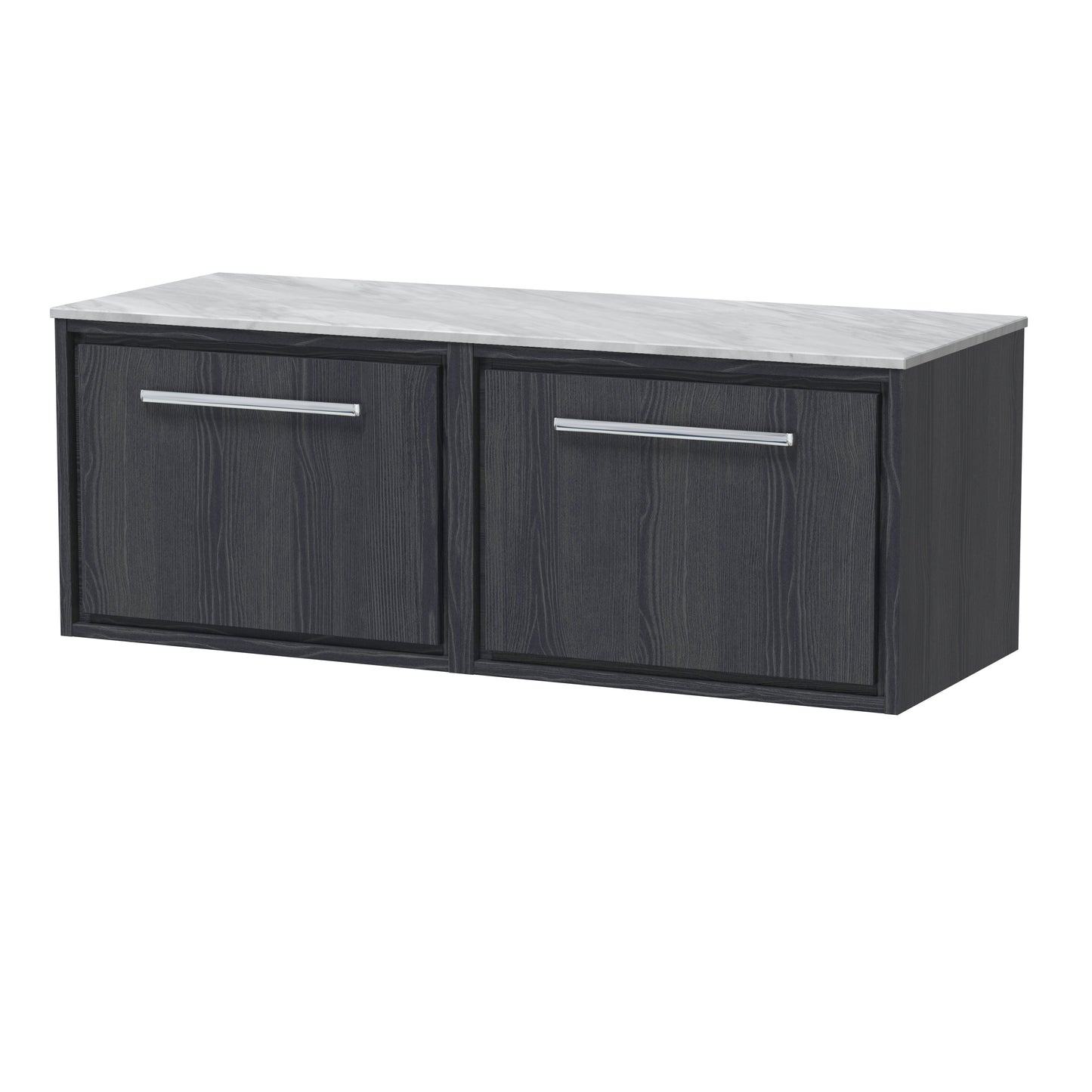Hudson Reed Lille 1210mm Wall Hung Single Drawer Vanity Unit With Marble Worktop and Soft Close Drawers