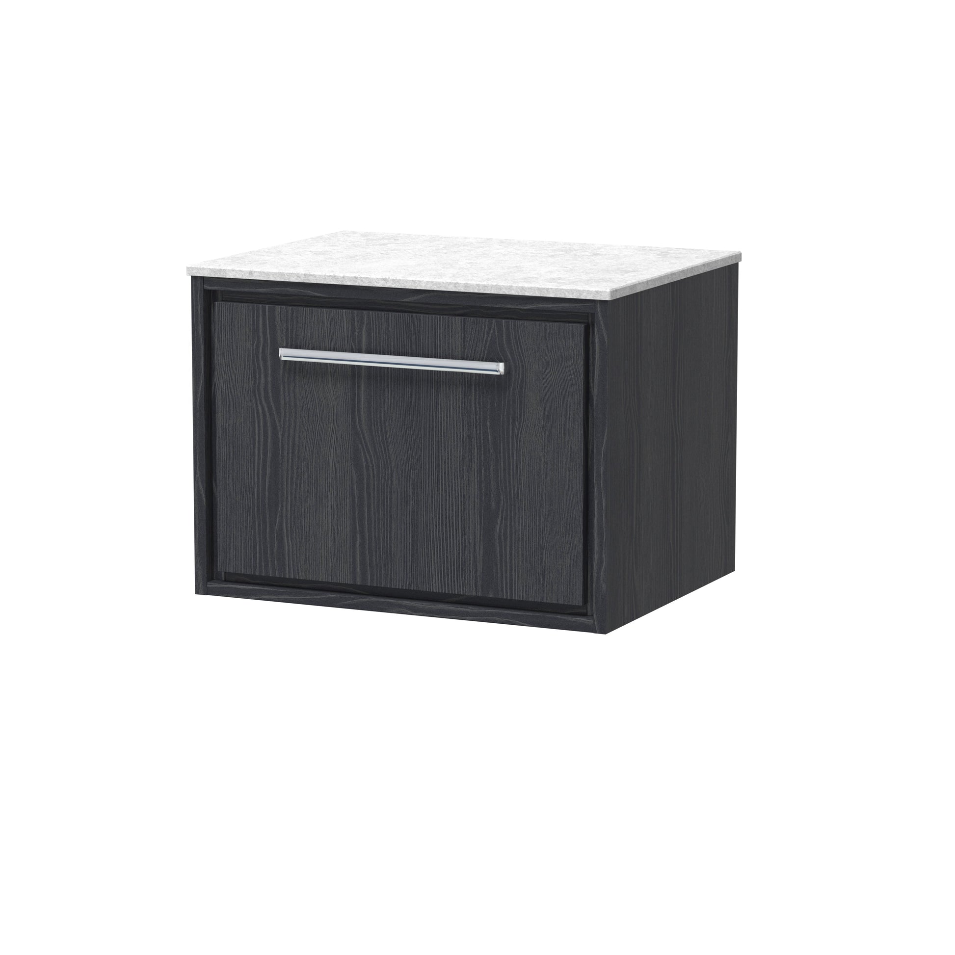 Hudson Reed Lille 600mm Graphite Grey Wall Hung Single Drawer Vanity Unit With Marble Worktop