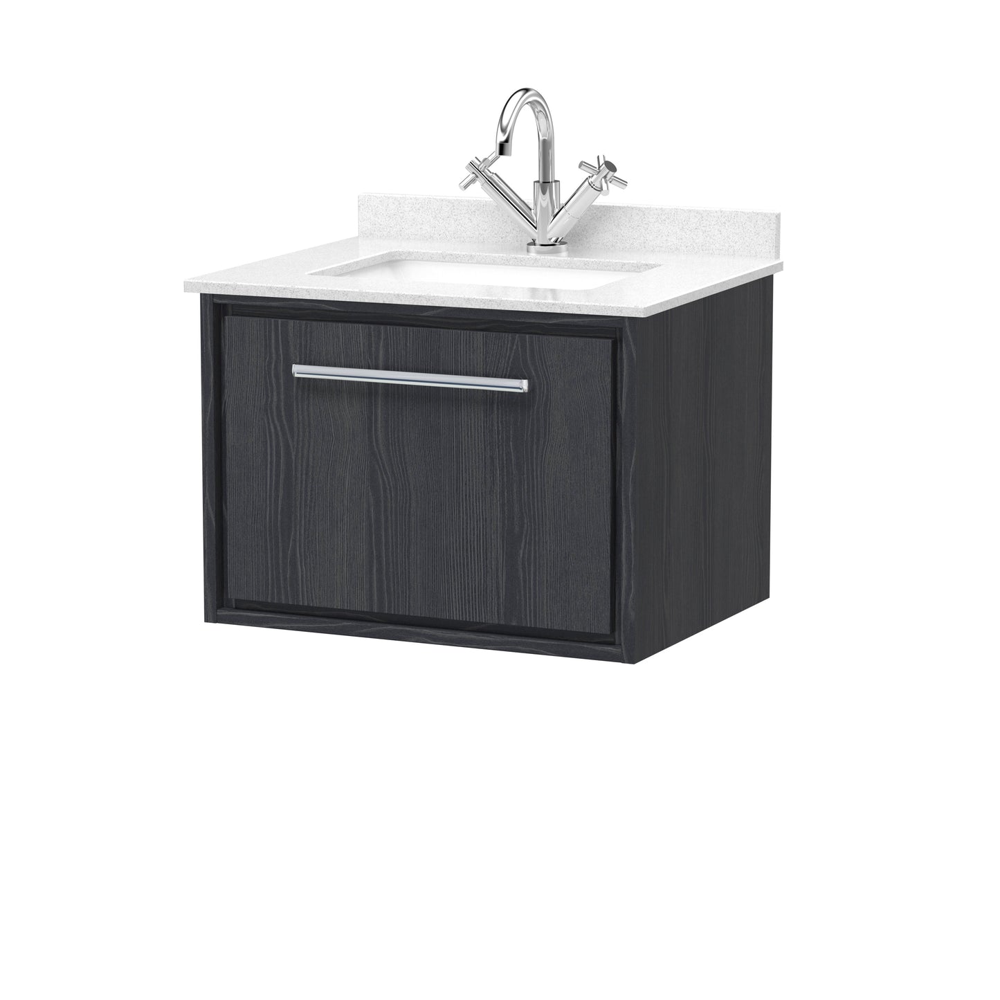 Lille 600mm Wall Hung Single Drawer Vanity with Marble Worktop Basin