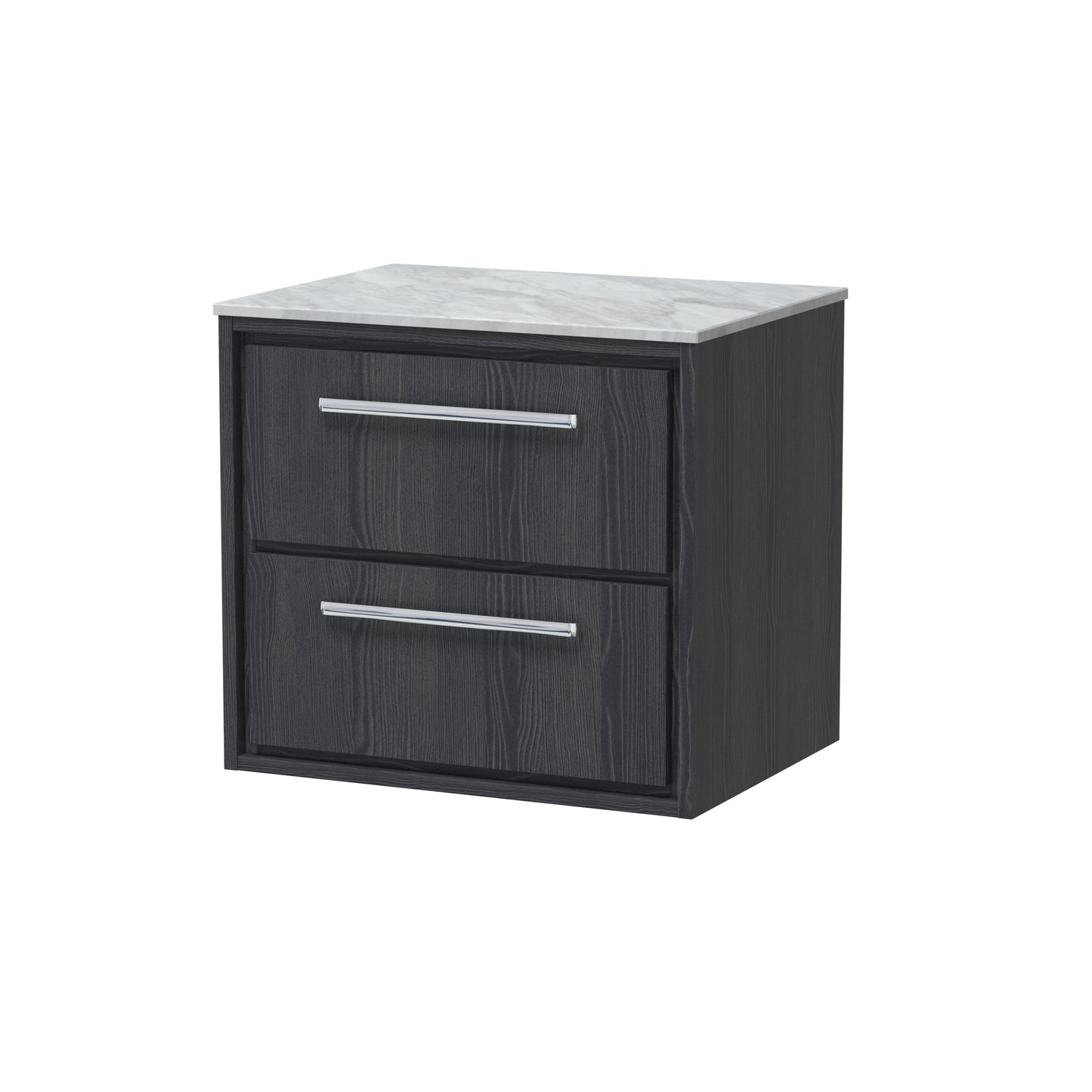 Hudson Reed Lille 610mm Wall Hung 2-Drawer Vanity Unit with Marble Worktop, Soft Close Drawers & Handles