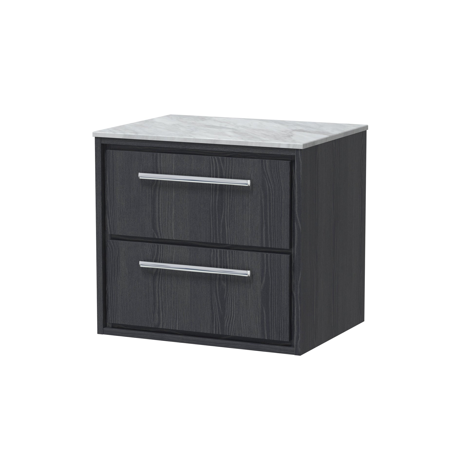 Hudson Reed Lille 610mm Wall Hung 2-Drawer Vanity Unit with Marble Worktop, Soft Close Drawers & Handles
