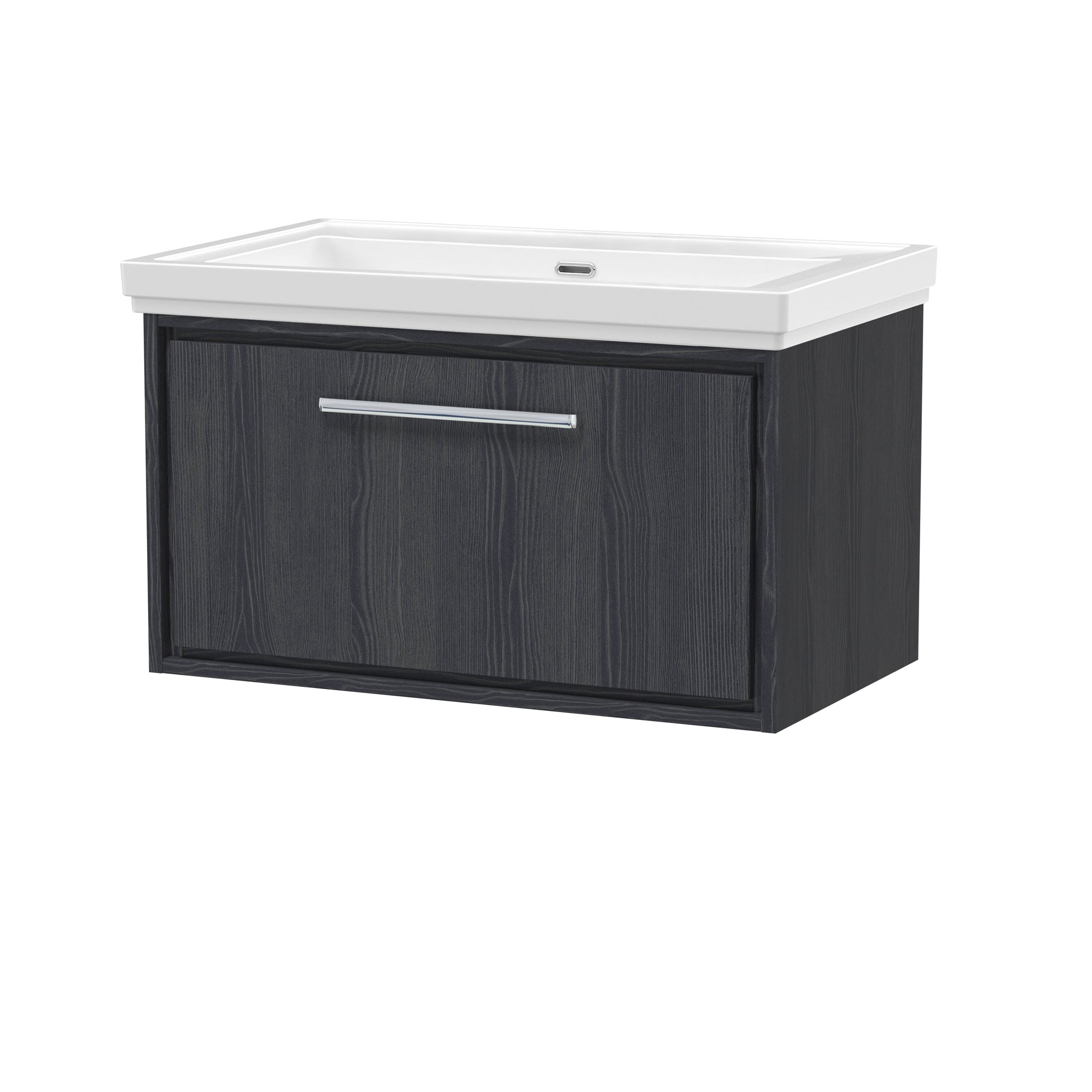 Hudson Reed Lille 830mm Graphite Grey Woodgrain Wall Hung Single Drawer Vanity Unit With Basin