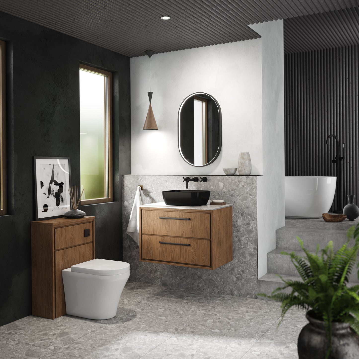 Lille 800mm Wall Hung 2-Drawer Vanity with Marble Worktop