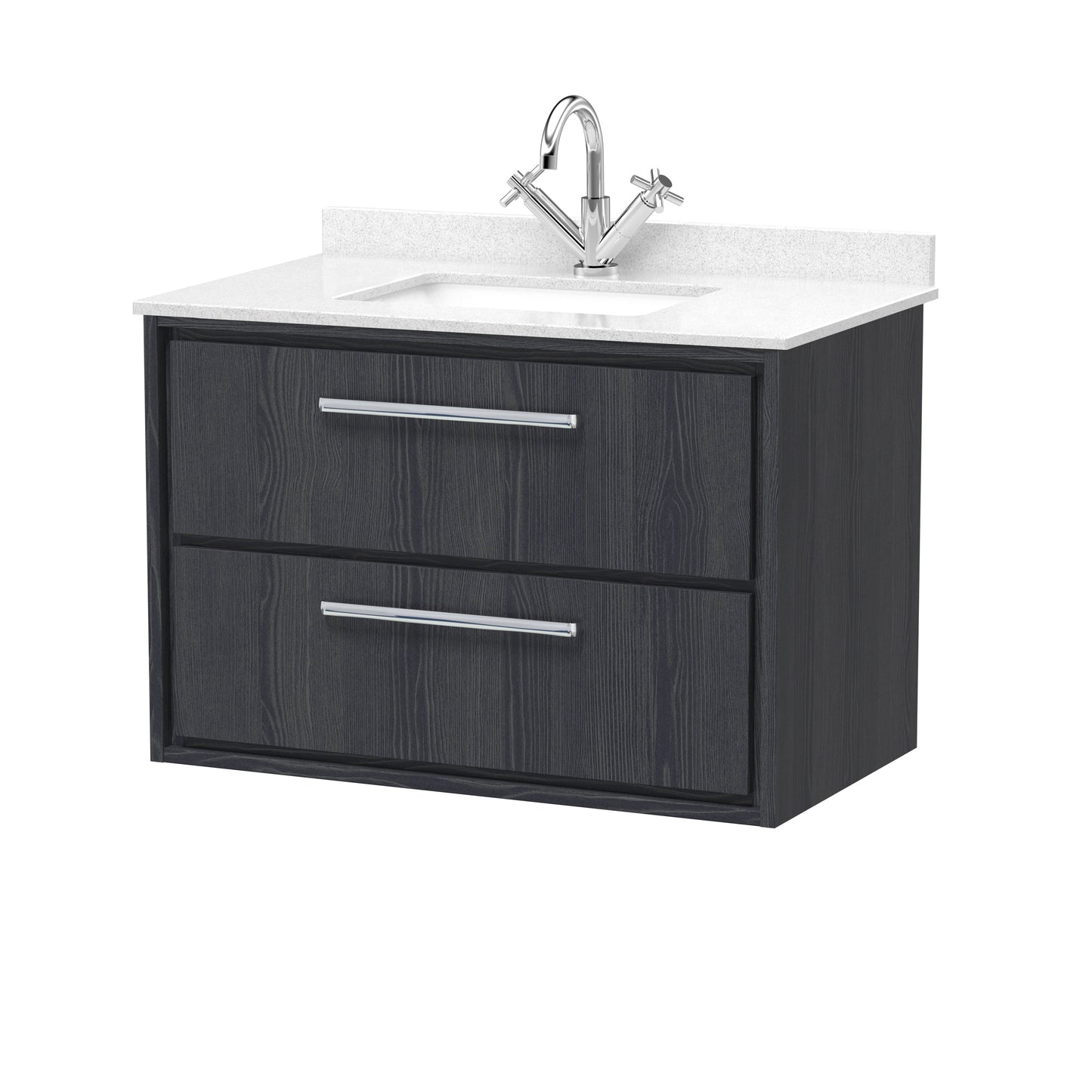 Hudson Reed Lille 800mm Wall Hung 2-Drawer Vanity with Marble Top Basin With Soft Close Drawers