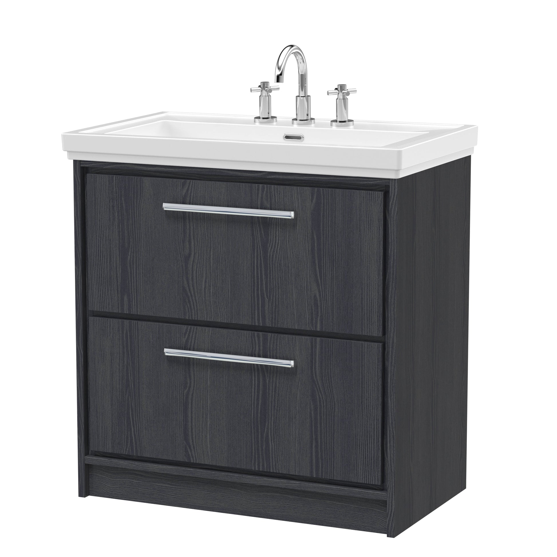 Hudson Reed Lille 800mm Floor Standing 2-Drawer Vanity Unit With 3 Tap Hole Basin