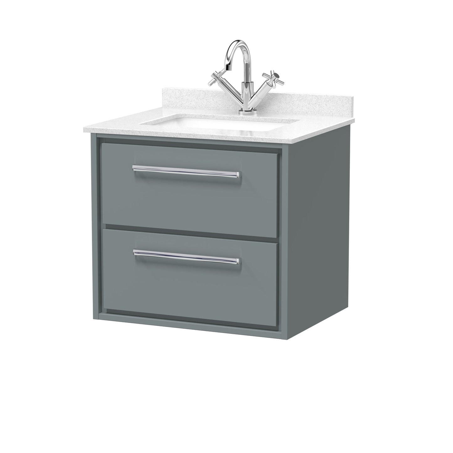 Lille 600mm Wall Hung 2-Drawer Vanity with Marble Worktop Basin