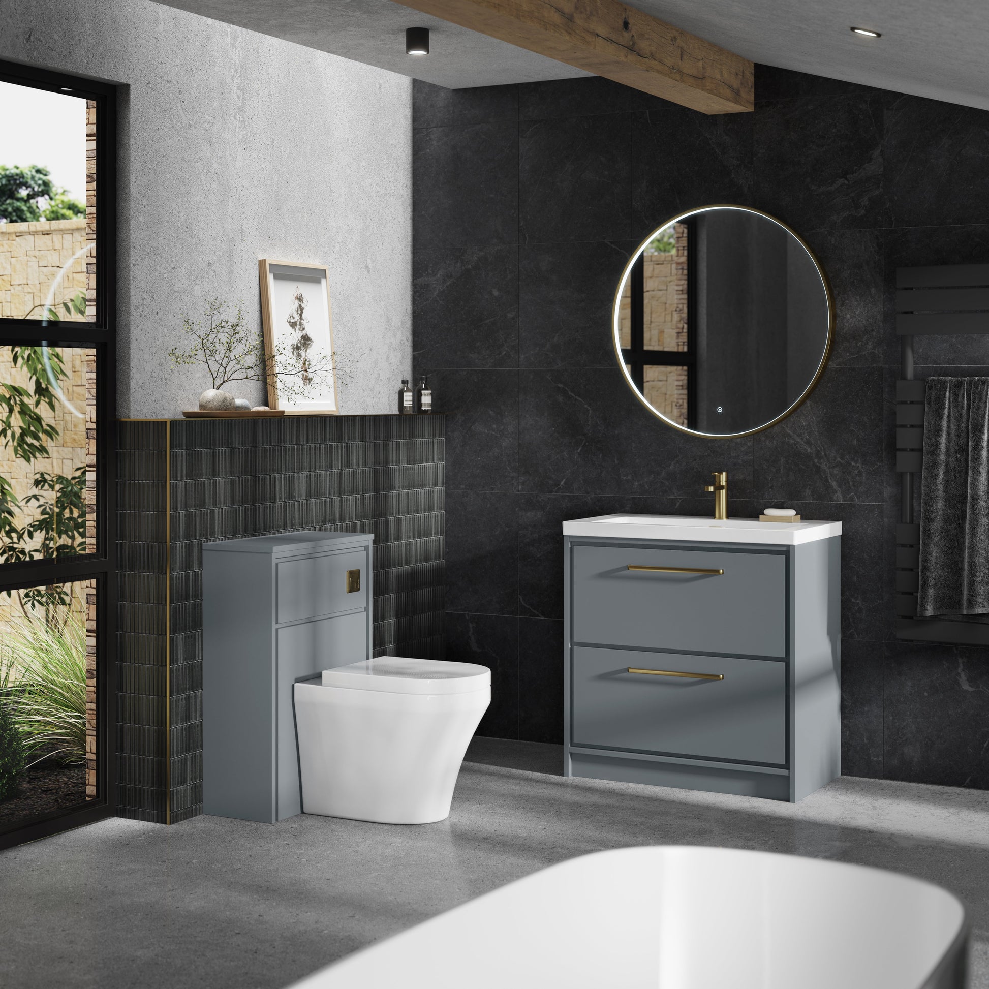 Lille 600mm Floor Standing 2-Drawer Vanity with Basin - 1 Tap Hole
