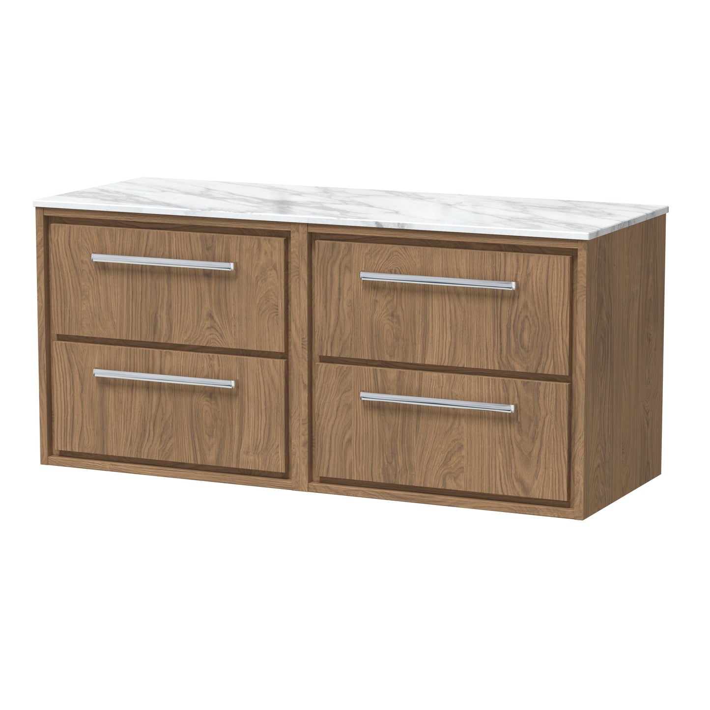 Hudson Reed Lille 1200mm Wall Hung 4-Drawer Vanity Unit With Marble Worktop