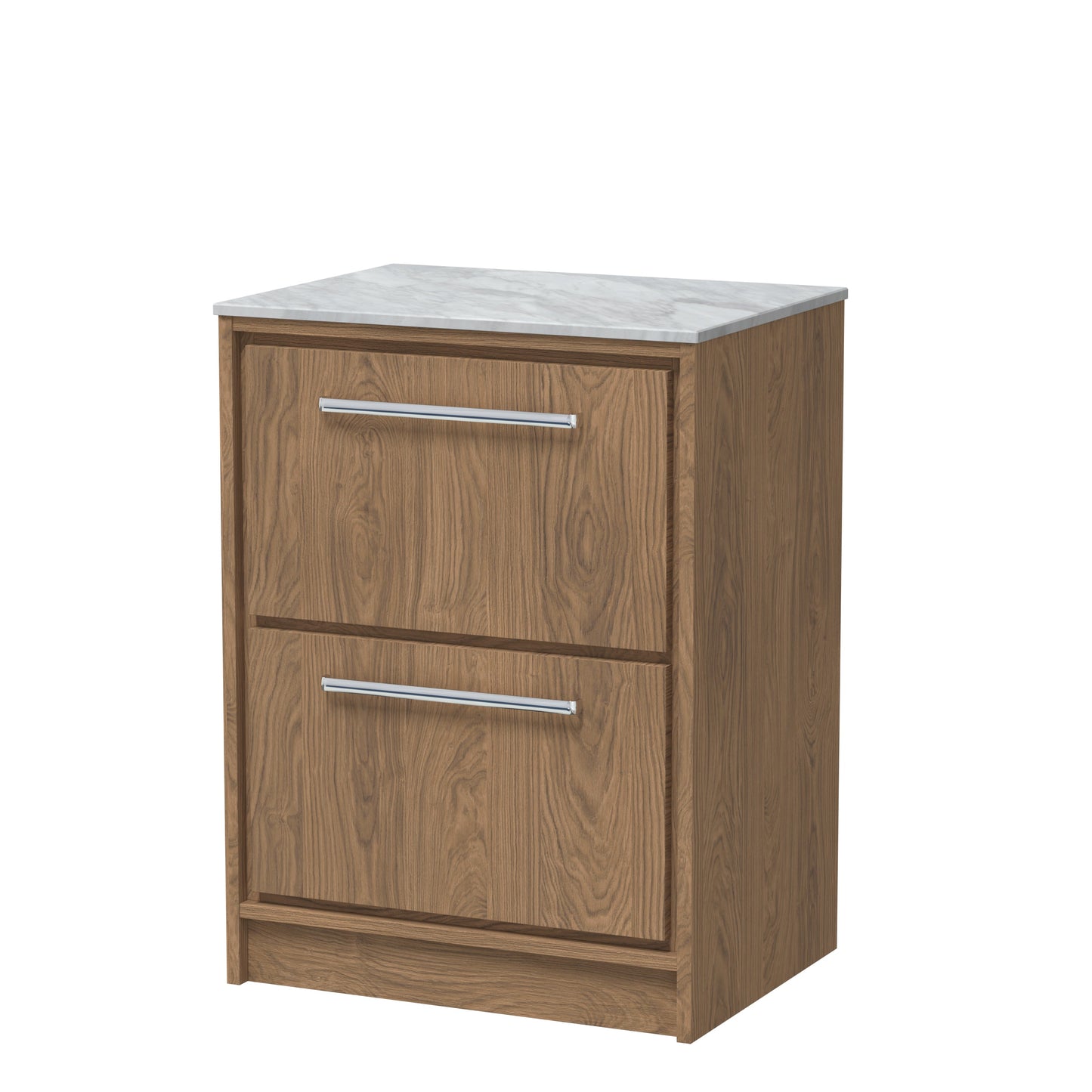 Hudson Reed Lille 600mm Antique Oak Floor Standing 2-Drawer Vanity Unit With Marble Worktop