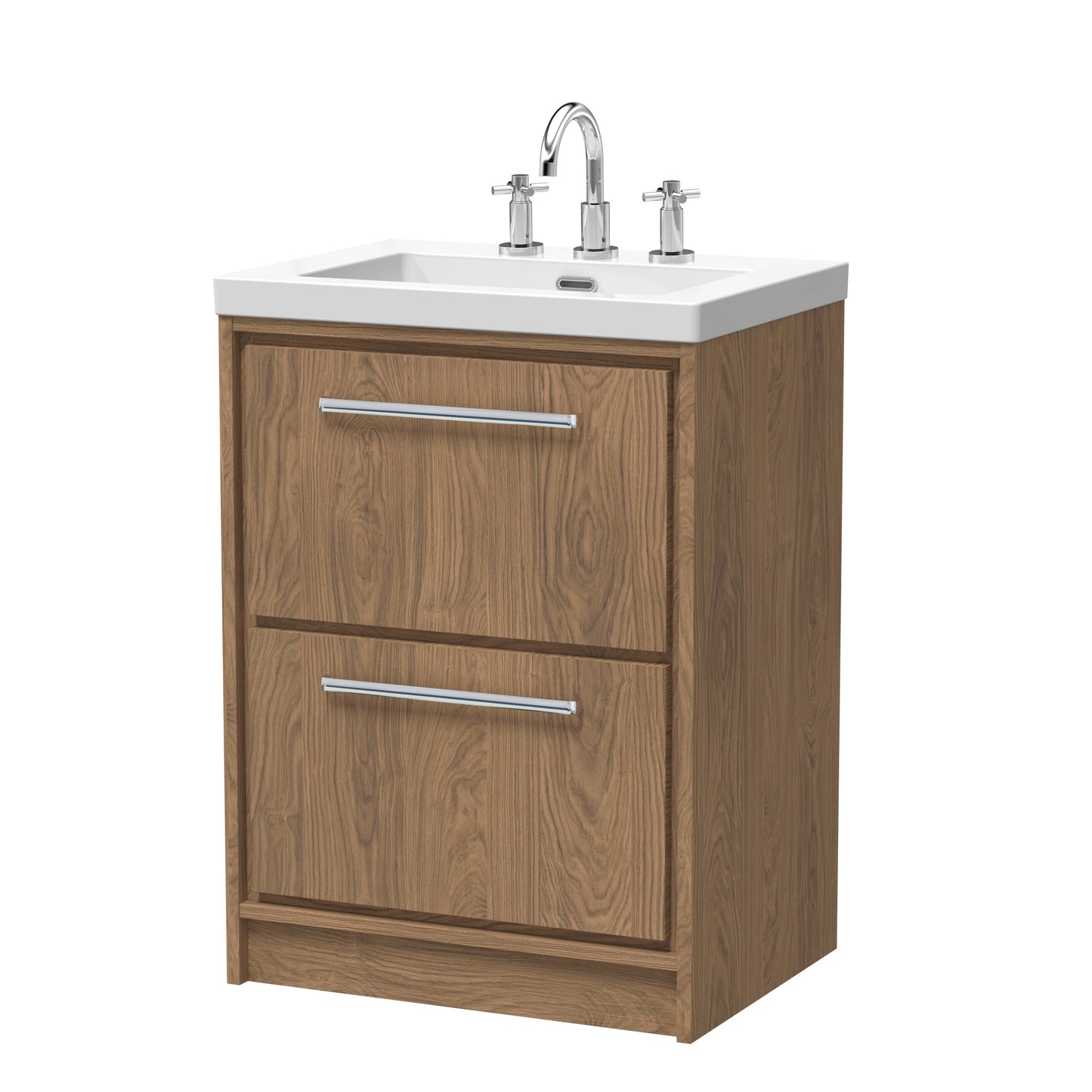 Lille 600mm Floor Standing 2-Drawer Vanity with Basin - 3 Tap Hole