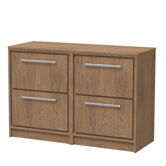 Hudson Reed Lille 605mm Antique Oak Floor Standing 4-Drawer Vanity Unit with Worktop