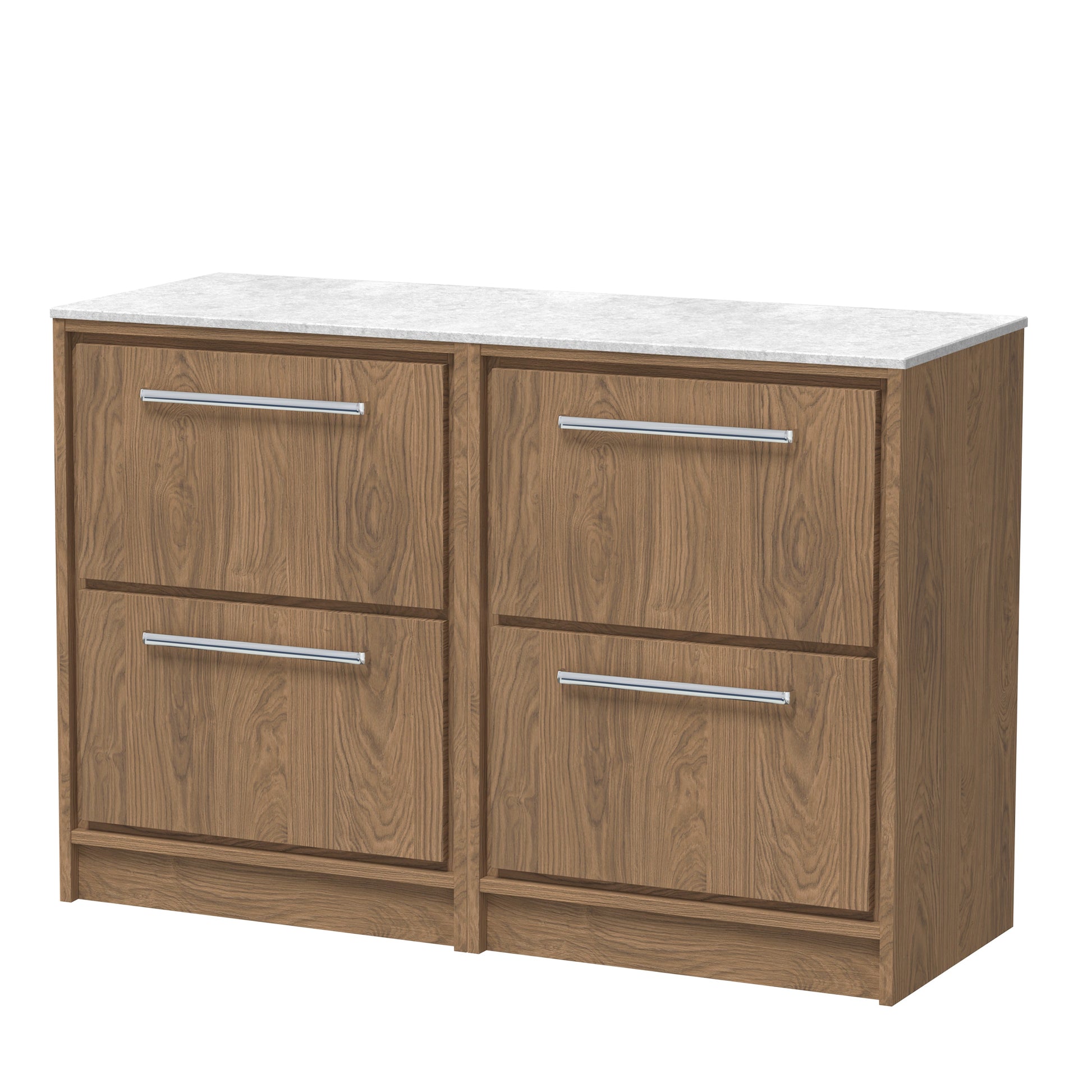 Hudson Reed Lille 1200mm Floor Standing 4-Drawer Vanity Unit With Marble Worktop