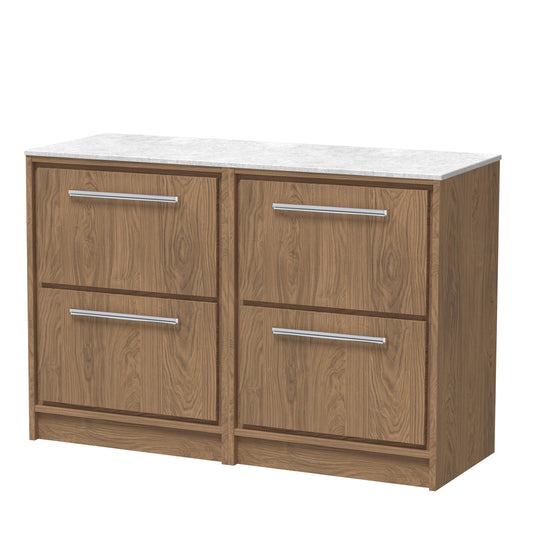 Hudson Reed Lille 1200mm Floor Standing 4-Drawer Vanity Unit With Marble Worktop