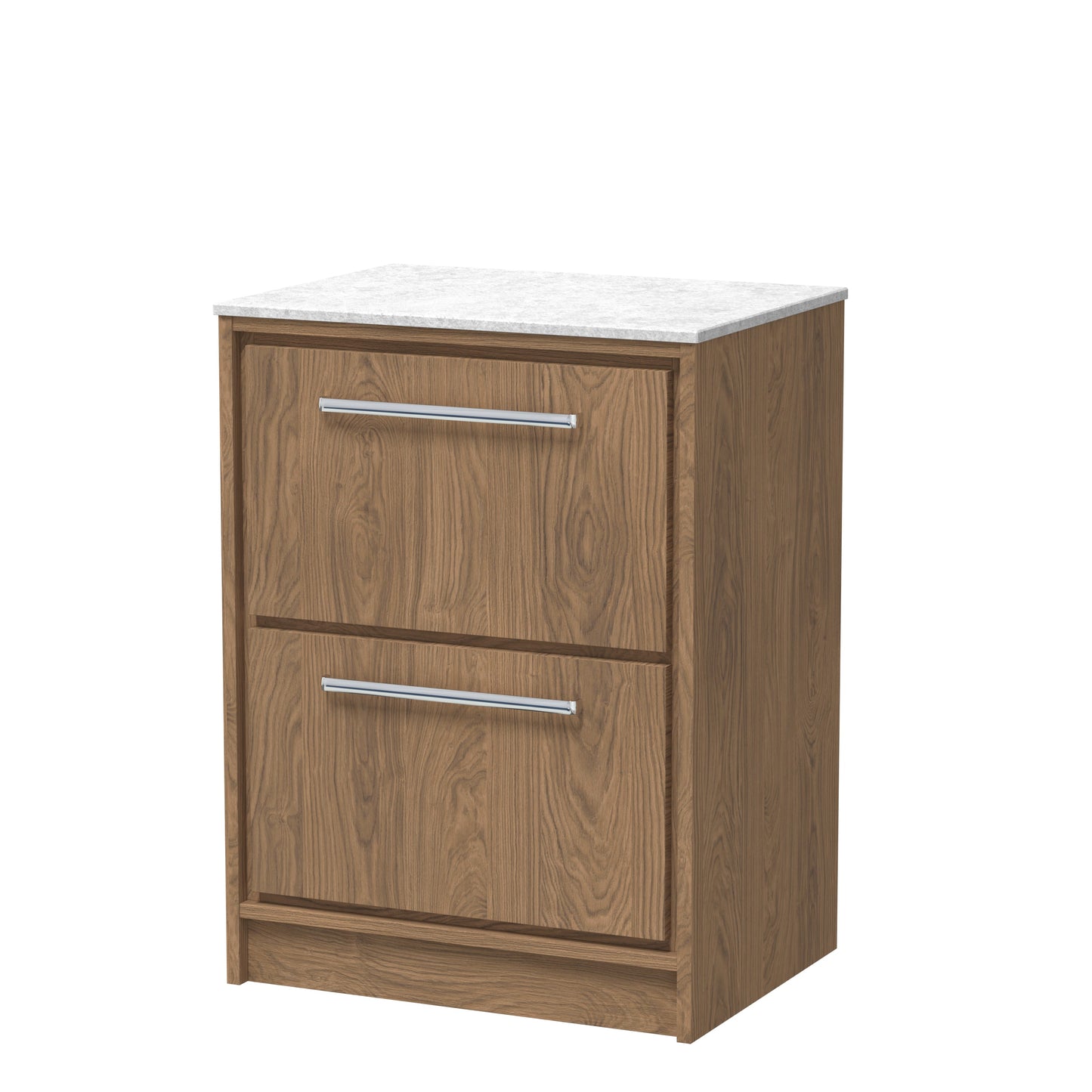 Hudson Reed Lille 600mm Floor Standing 2-Drawer Vanity With Marble Worktop, Fully Assembled