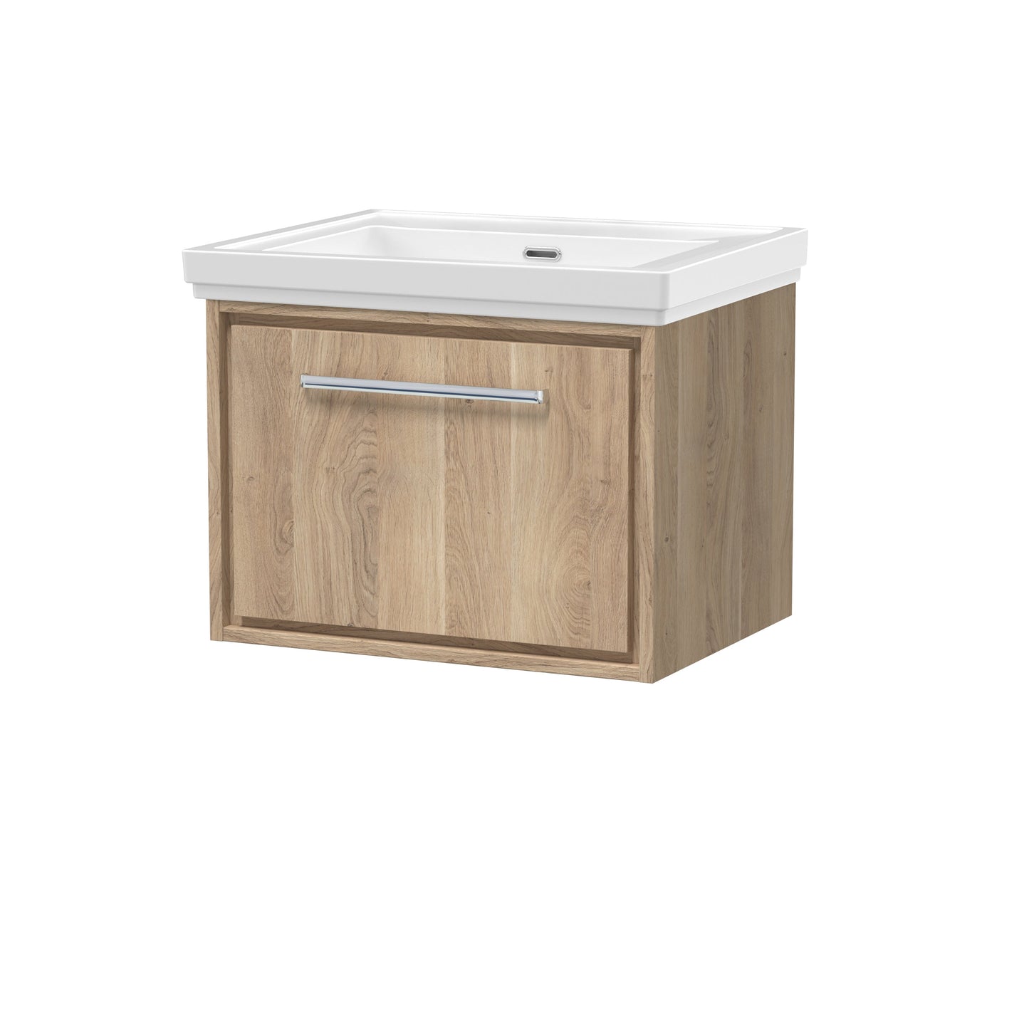 Hudson Reed Lille 600mm Bleached Oak 0 Tap Hole Wall Hung Single Drawer Vanity with Basin
