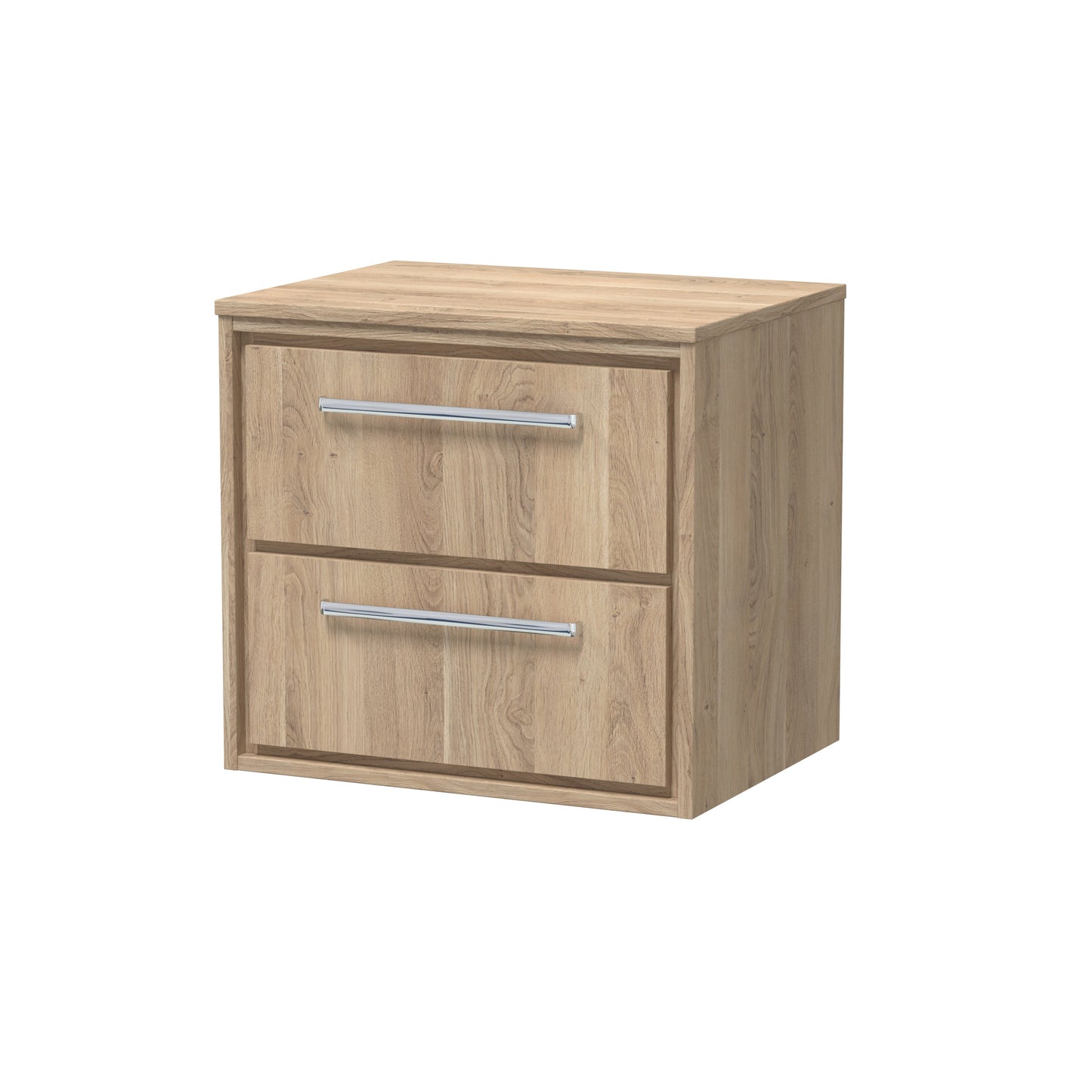 Hudson Reed Lille 600mm Bleached Oak Wall Hung 2-Drawer Vanity Unit With Worktop & Soft Close Drawers