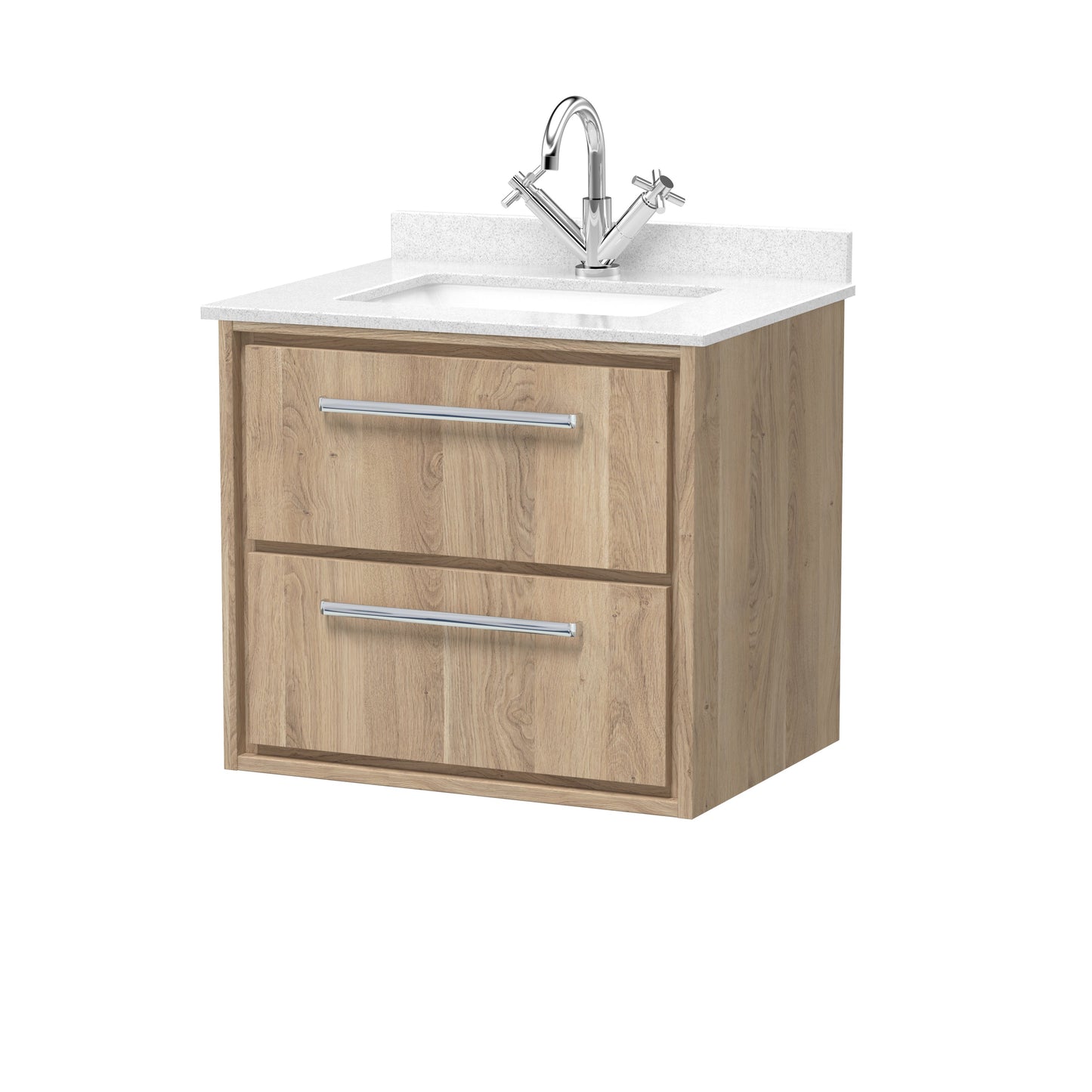 Lille 600mm Wall Hung 2-Drawer Vanity with Marble Worktop Basin