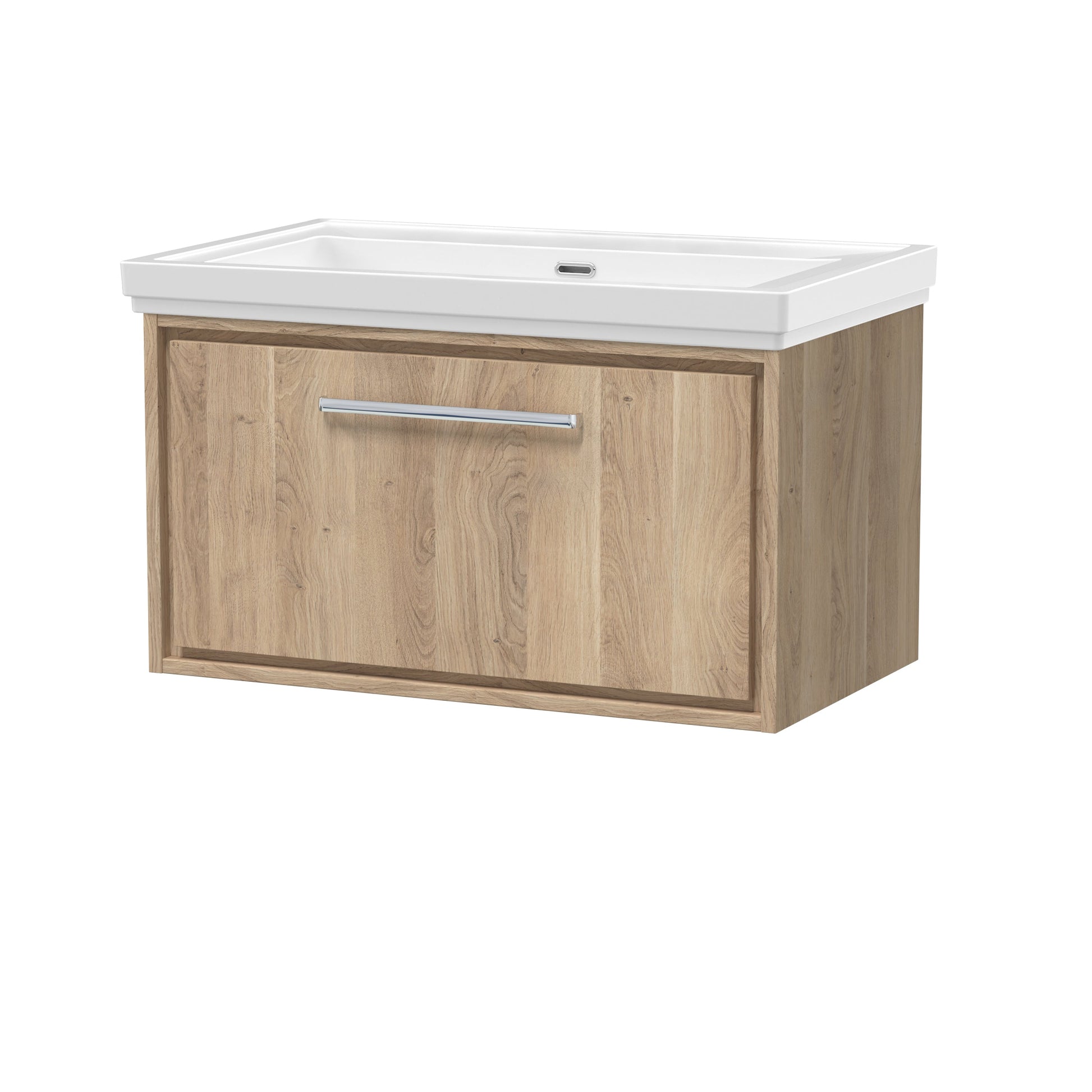 Hudson Reed Lille 800mm Bleached Oak Wall Hung Soft Close Single Drawer Vanity Unit with Basin