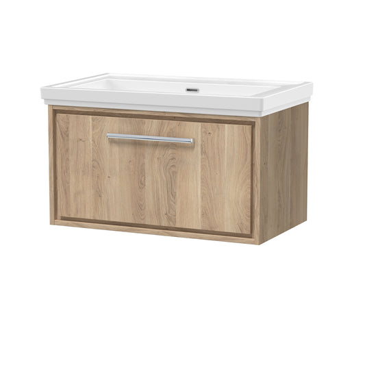 Hudson Reed Lille 800mm Bleached Oak Wall Hung Soft Close Single Drawer Vanity Unit with Basin