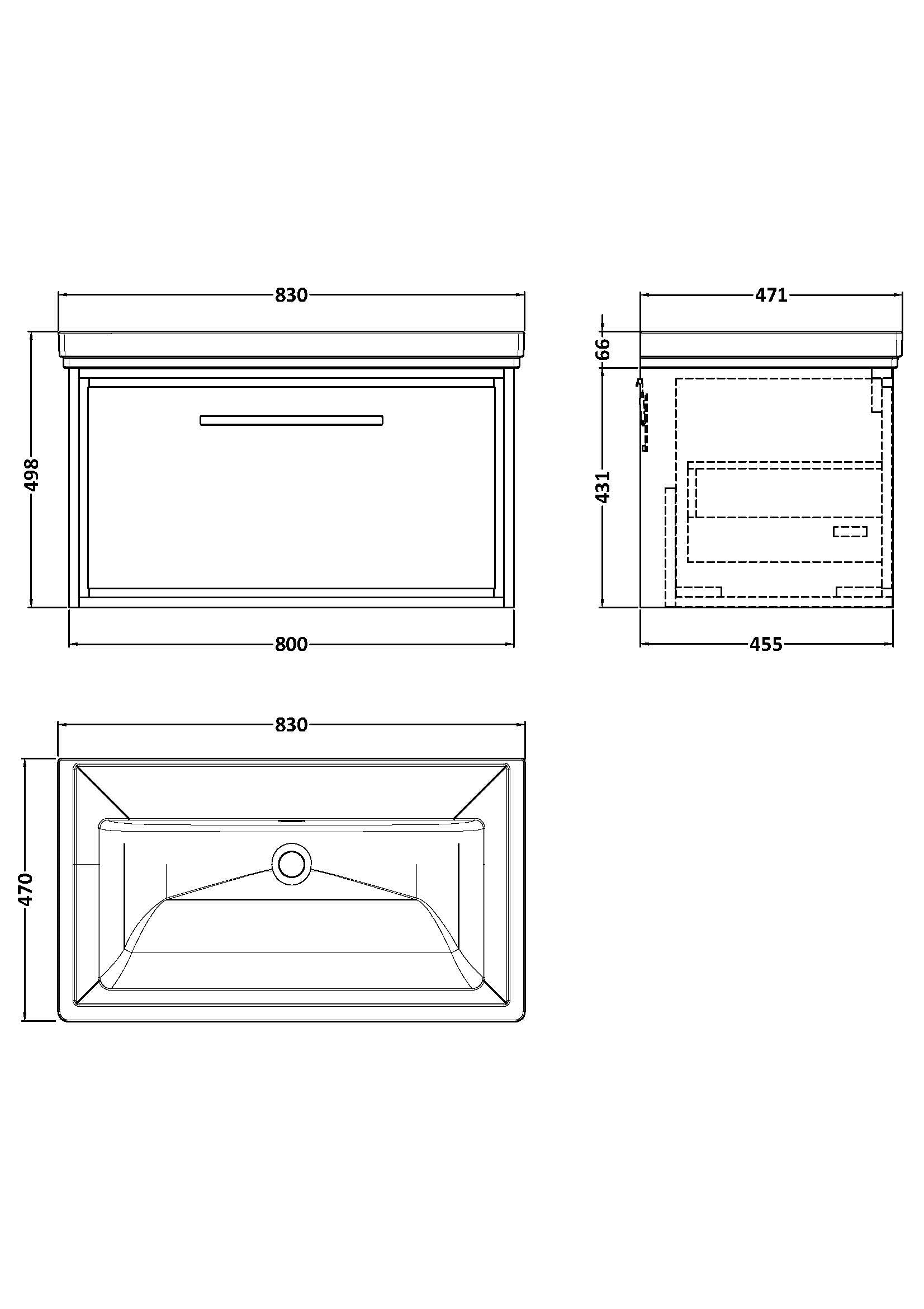Hudson Reed Lille 800mm Bleached Oak Wall Hung Soft Close Single Drawer Vanity Unit with Basin