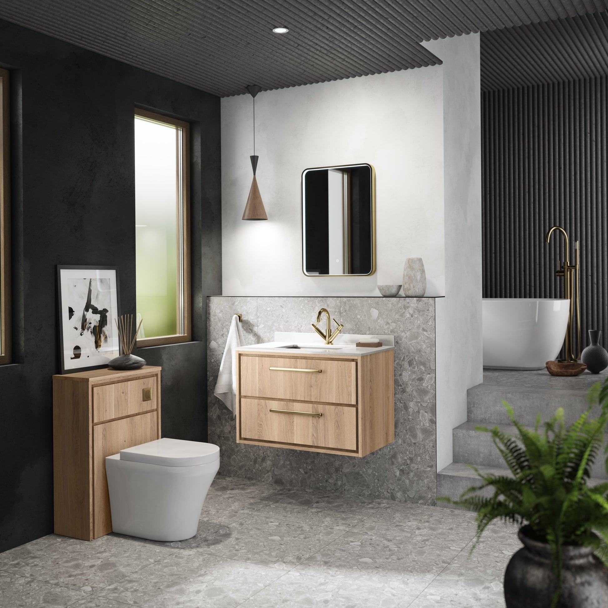 Lille 800mm Wall Hung 2-Drawer Vanity with Marble Worktop Basin