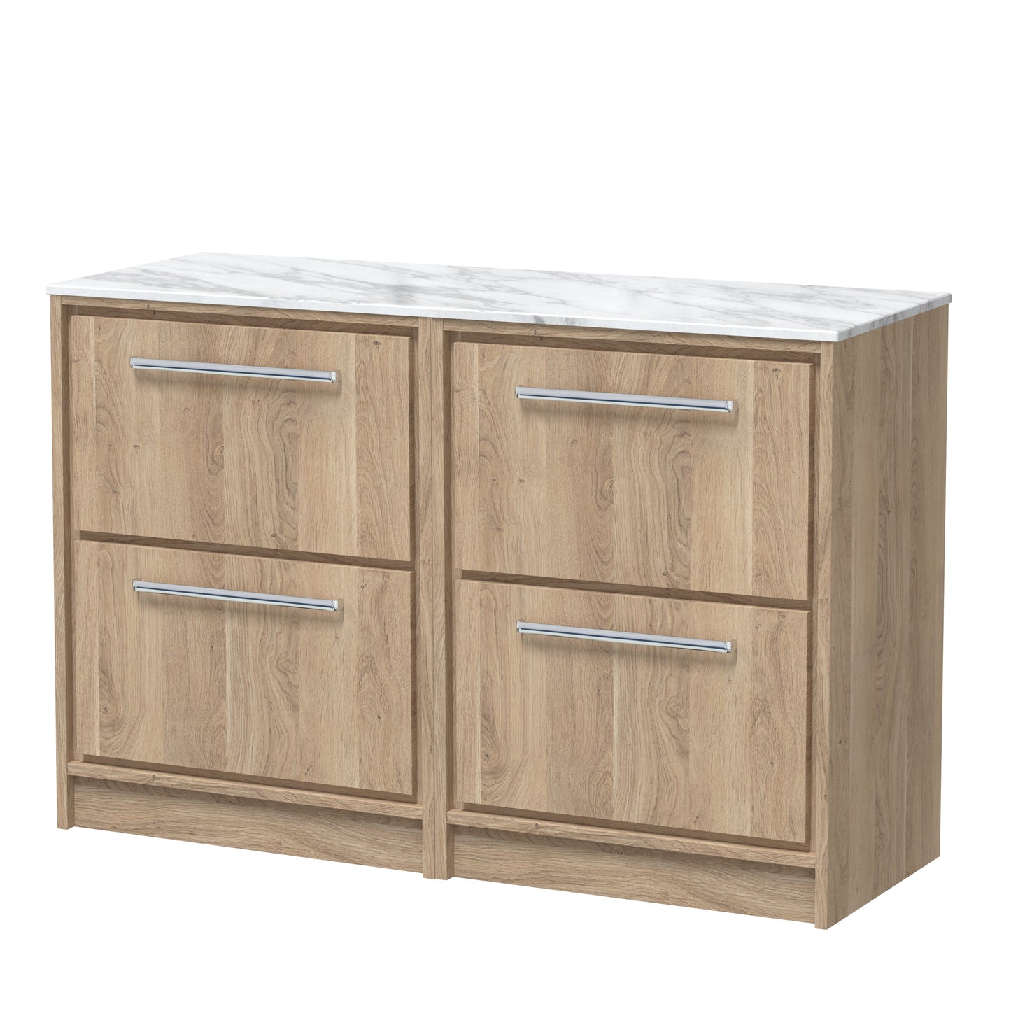 Hudson Reed Lille 1200mm Floor Standing 4-Drawer Vanity Unit With Marble Worktop & Soft-Close Drawers