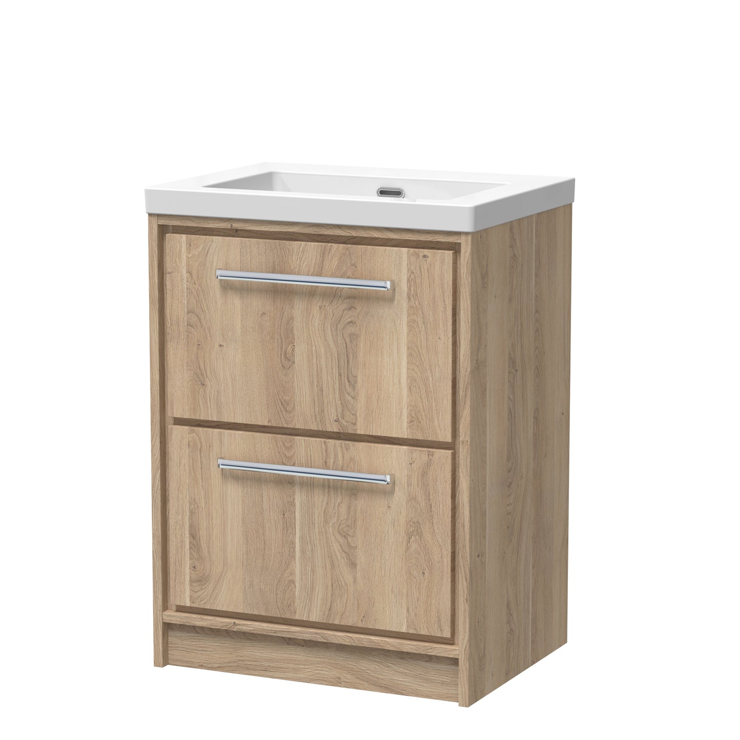 Lille 600mm Floor Standing 2-Drawer Vanity with Basin - 0 Tap Hole