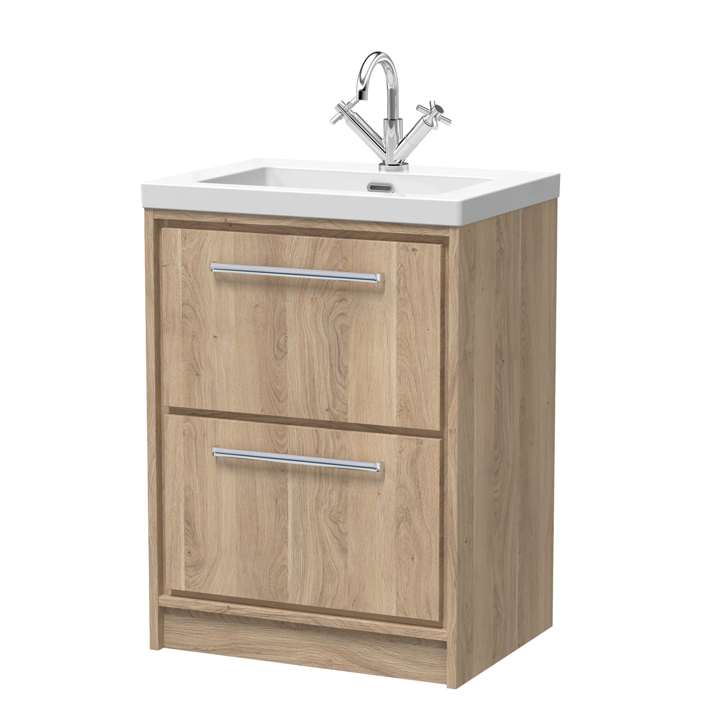 Lille 600mm Floor Standing 2-Drawer Vanity with Basin - 1 Tap Hole