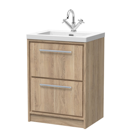 Lille 600mm Floor Standing 2-Drawer Vanity with Basin - 1 Tap Hole