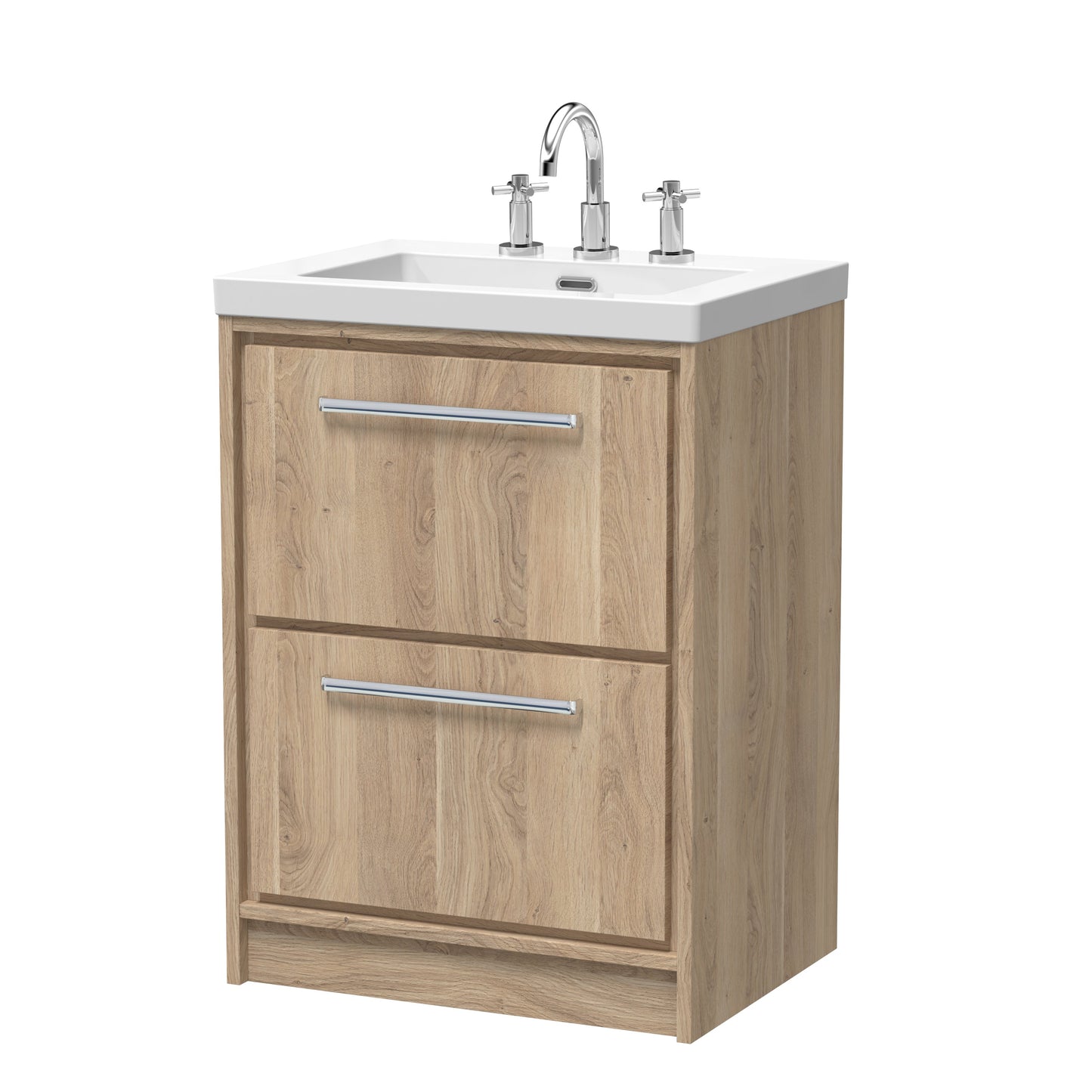 Lille 600mm Floor Standing 2-Drawer Vanity with Basin - 3 Tap Hole