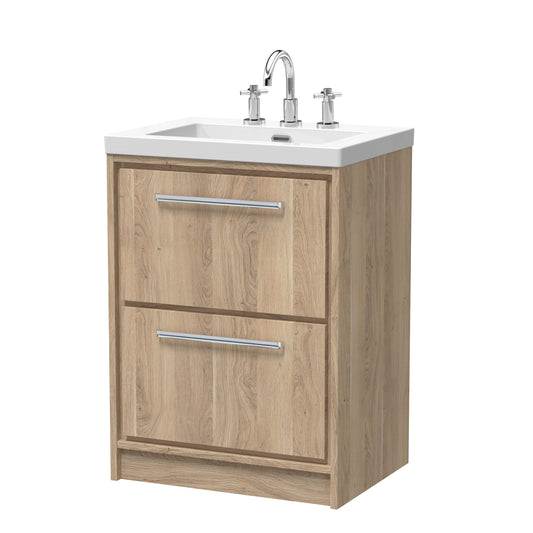 Lille 600mm Floor Standing 2-Drawer Vanity with Basin - 3 Tap Hole
