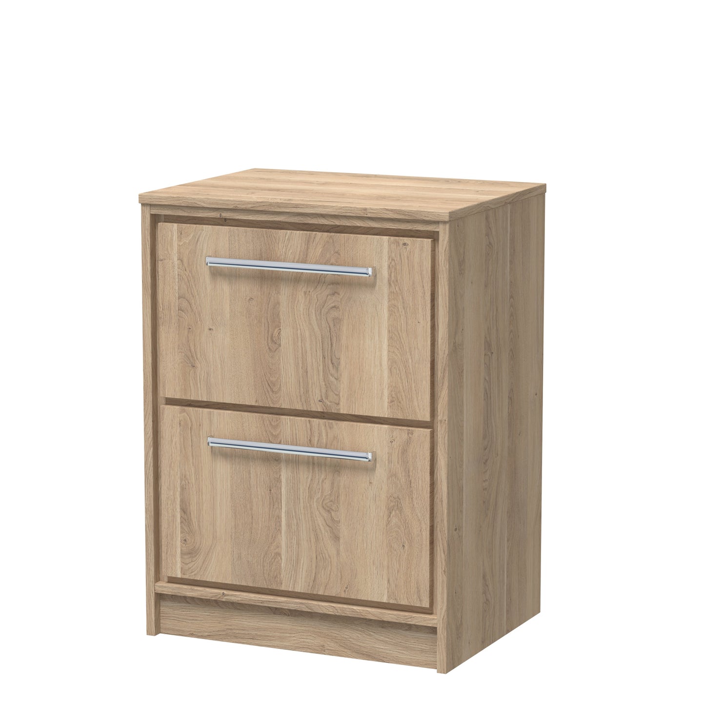 Hudson Reed Lille 600mm Bleached Oak Floor Standing 2-Drawer Vanity Unit with Worktop, Soft Close Drawers & Handles
