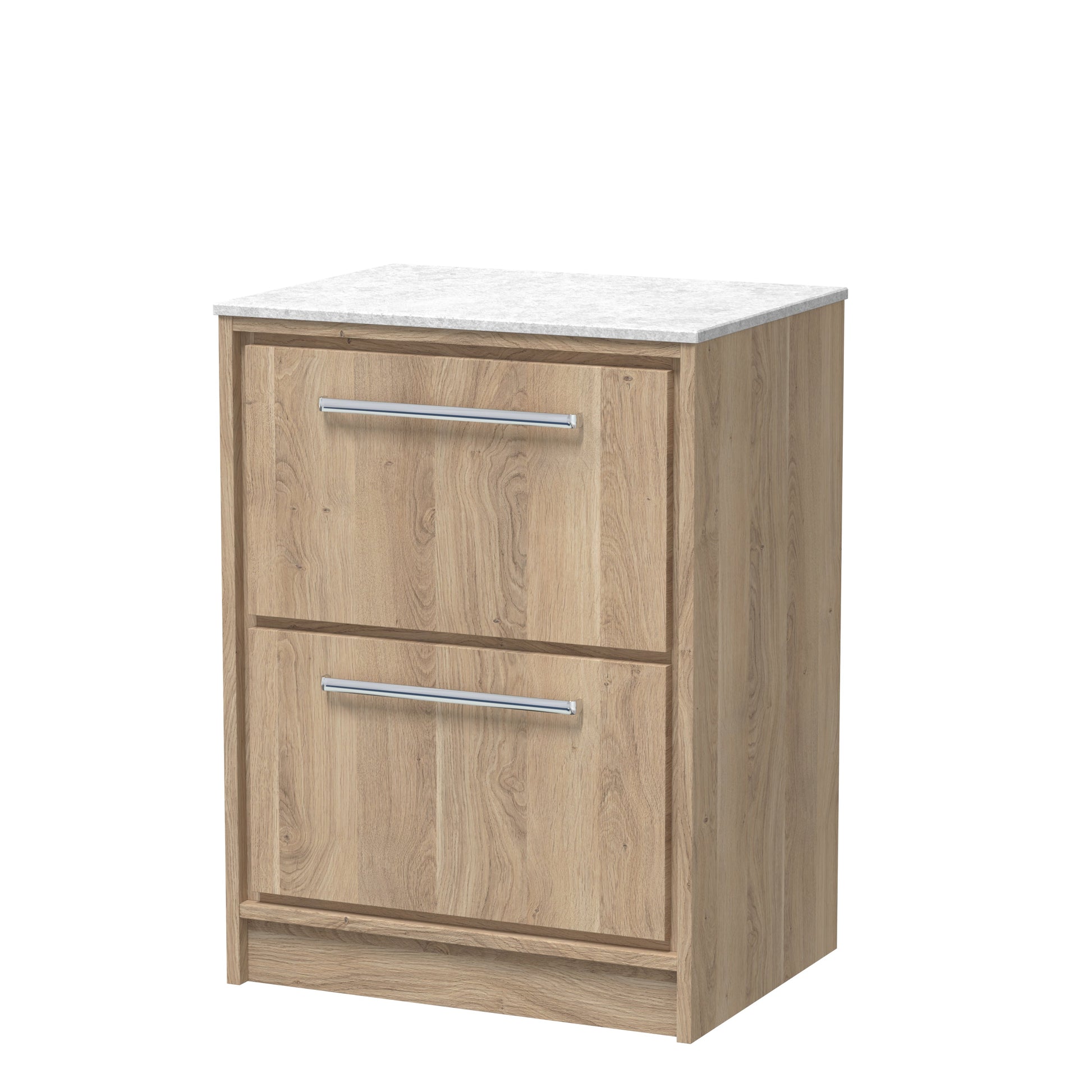 Hudson Reed Lille 600mm Floor Standing Bleached Oak 2-Drawer Vanity Unit With Marble Worktop