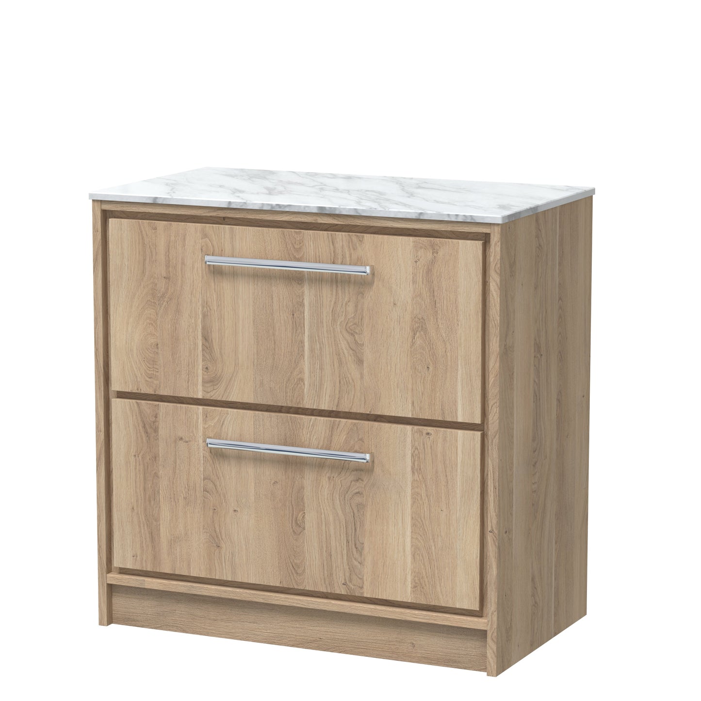 Hudson Reed Lille 800mm Floor Standing 2-Drawer Vanity Unit with Marble Worktop & Soft-Close Drawers
