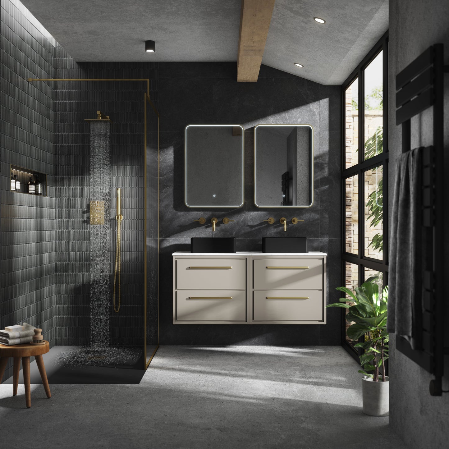 Lille 1200mm Wall Hung 4-Drawer Vanity with Marble Worktop