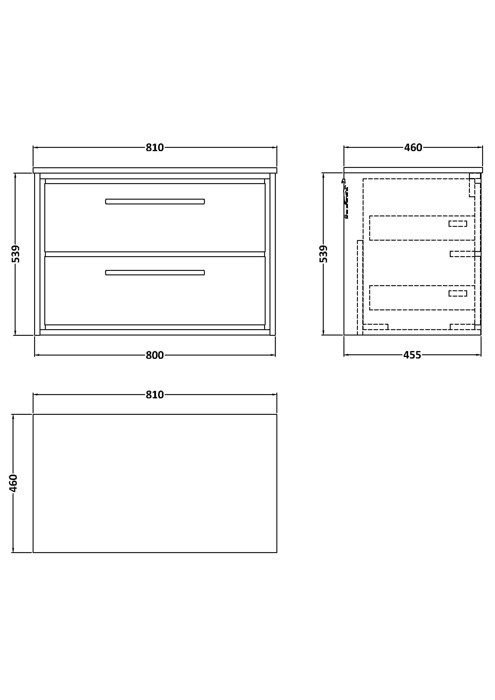 Lille 800mm Wall Hung 2-Drawer Vanity with Marble Worktop