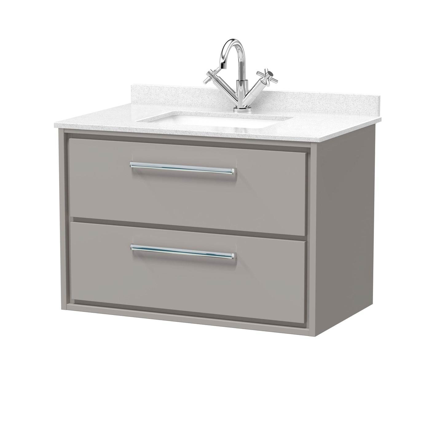 Lille 800mm Wall Hung 2-Drawer Vanity with Marble Worktop Basin