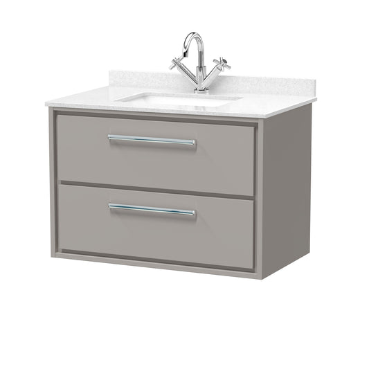Lille 800mm Wall Hung 2-Drawer Vanity with Marble Worktop Basin