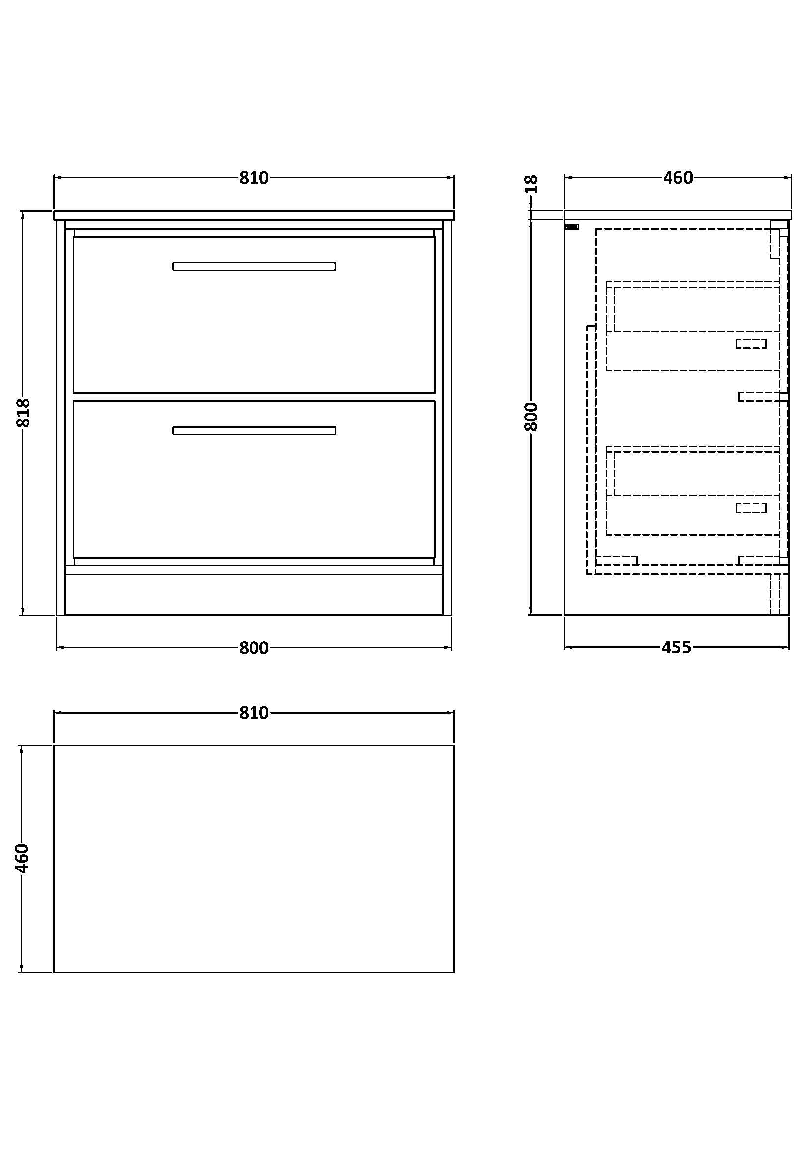 Lille 800mm Floor Standing 2-Drawer Vanity with Marble Worktop