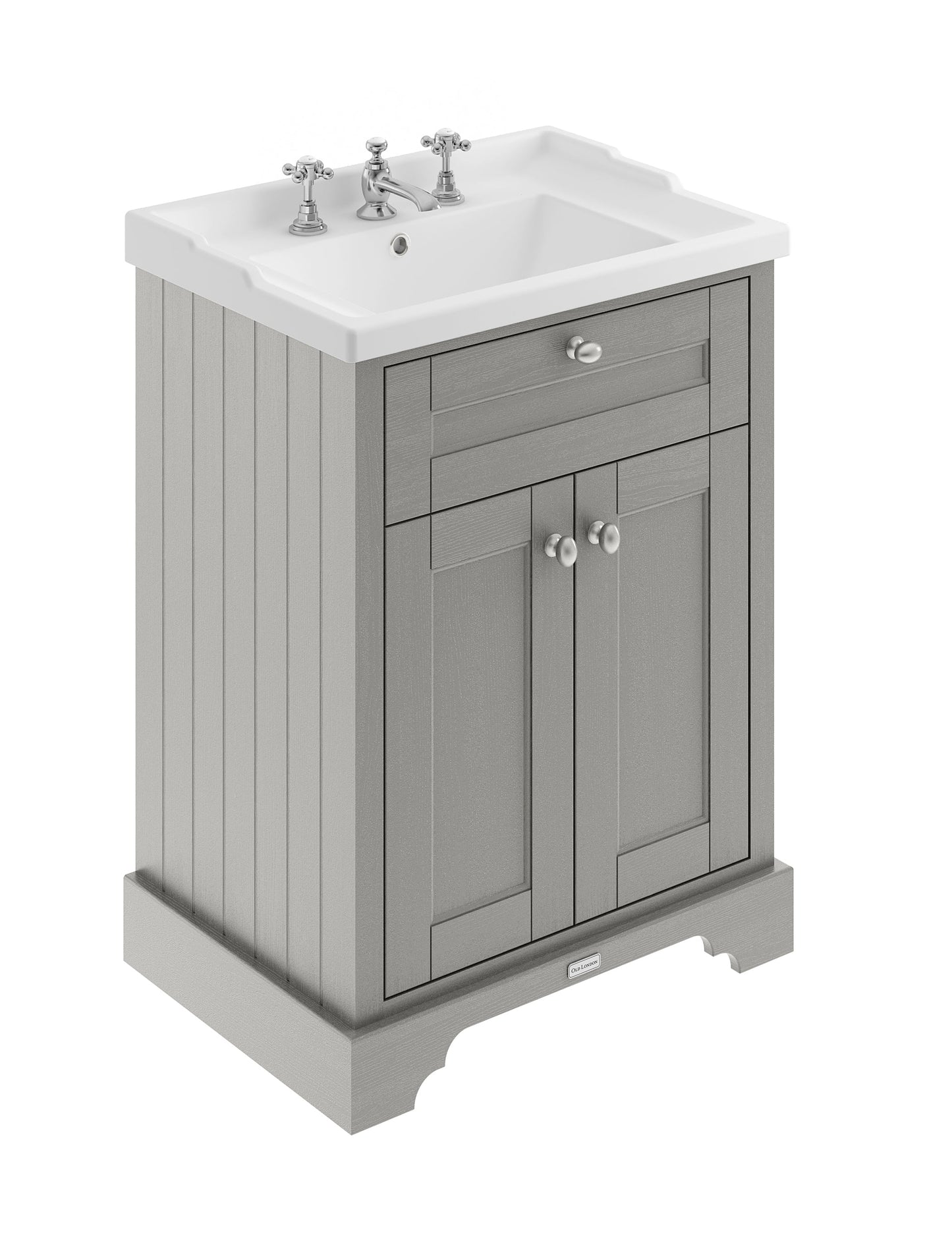 Floor Standing 2 Door Vanity Unit with 3 Tap Hole Ceramic Basin 600mm