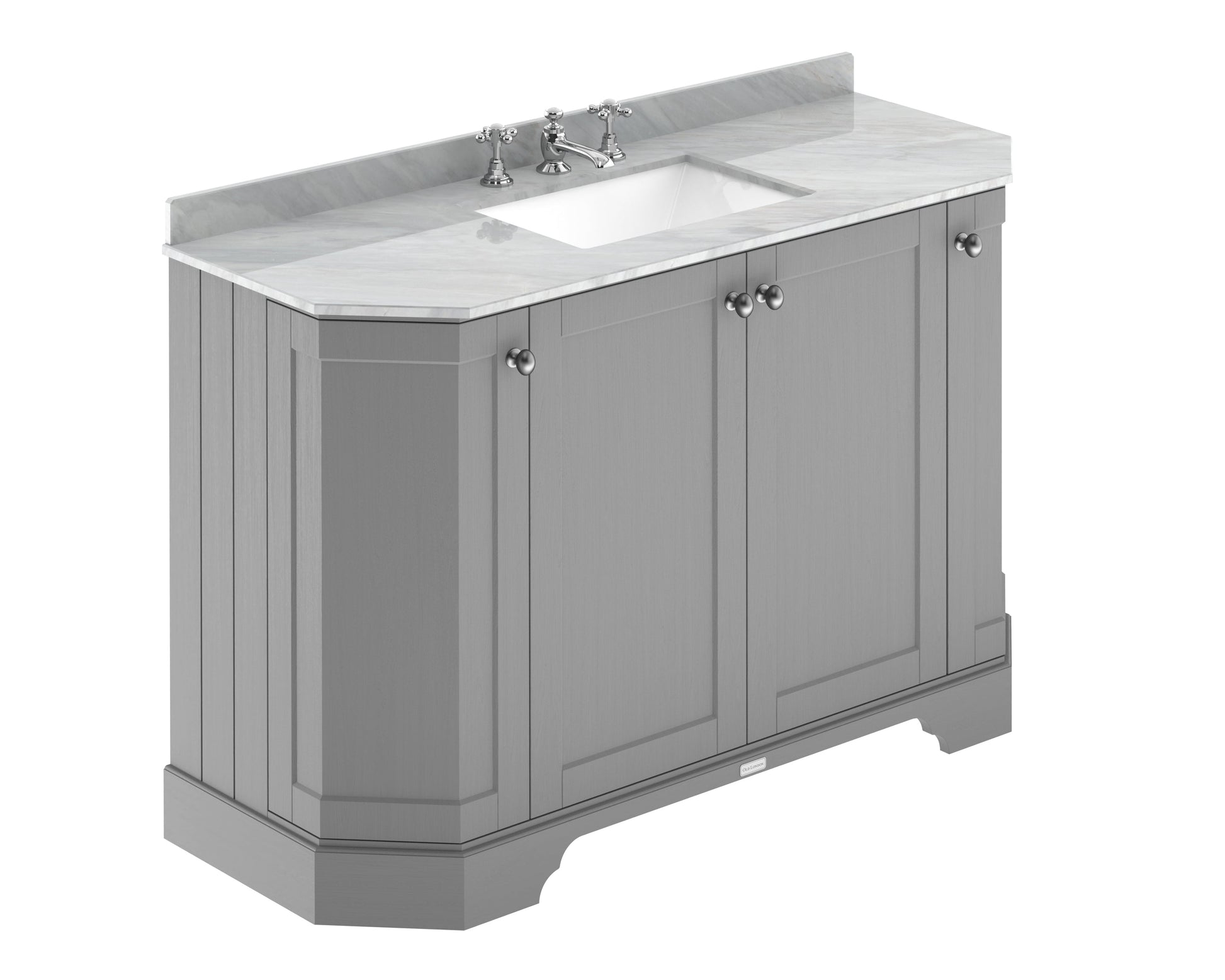Hudson Reed Old London 1200mm Storm Grey Floor Standing Vanity Unit With 3 Tap Hole Grey Marble Top Basin