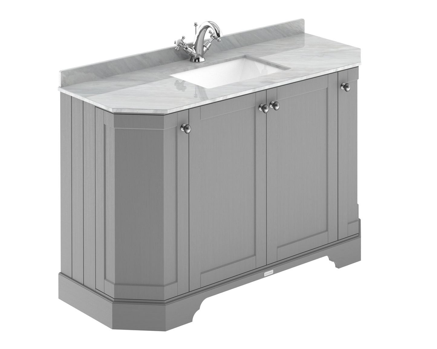 Hudson Reed Old London 1236mm Storm Grey Floor Standing 4 Door Vanity Unit With Grey Marble Basin