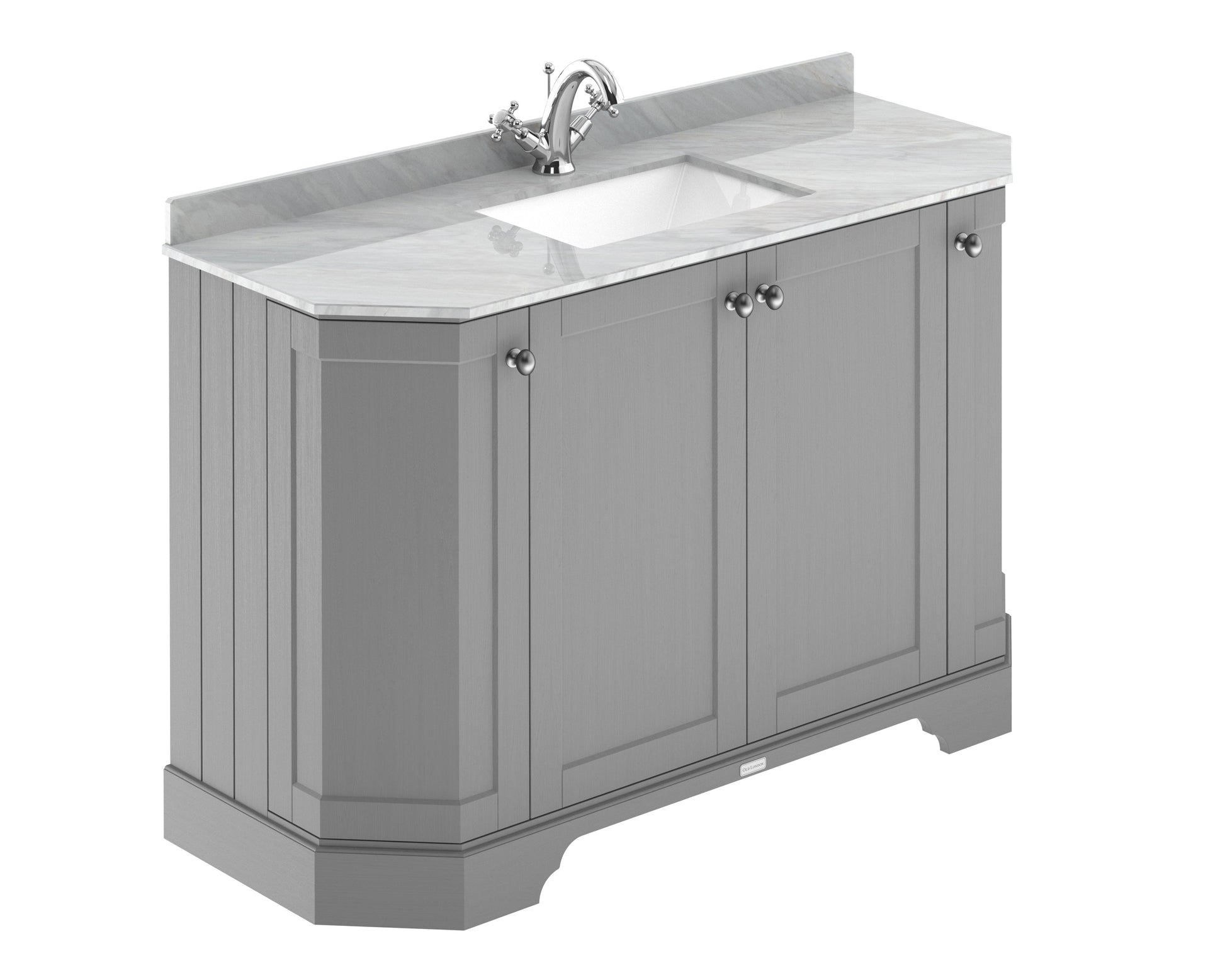 Hudson Reed Old London 1236mm Storm Grey Floor Standing 4 Door Vanity Unit With Grey Marble Basin