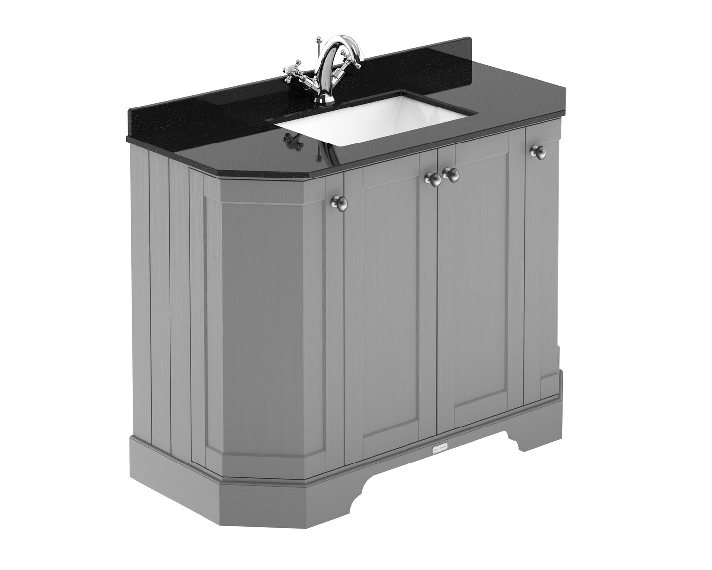 Hudson Reed Old London 1000mm Storm Grey Floor Standing 4 Door Vanity Unit with 1 Tap Hole Black Marble Top Basin