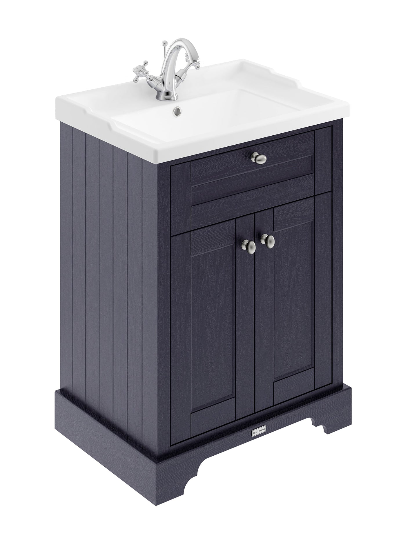 Hudson Reed Old London 600mm Twilight Blue Floor Standing 2 Door Vanity Unit with 1 Tap Hole Basin