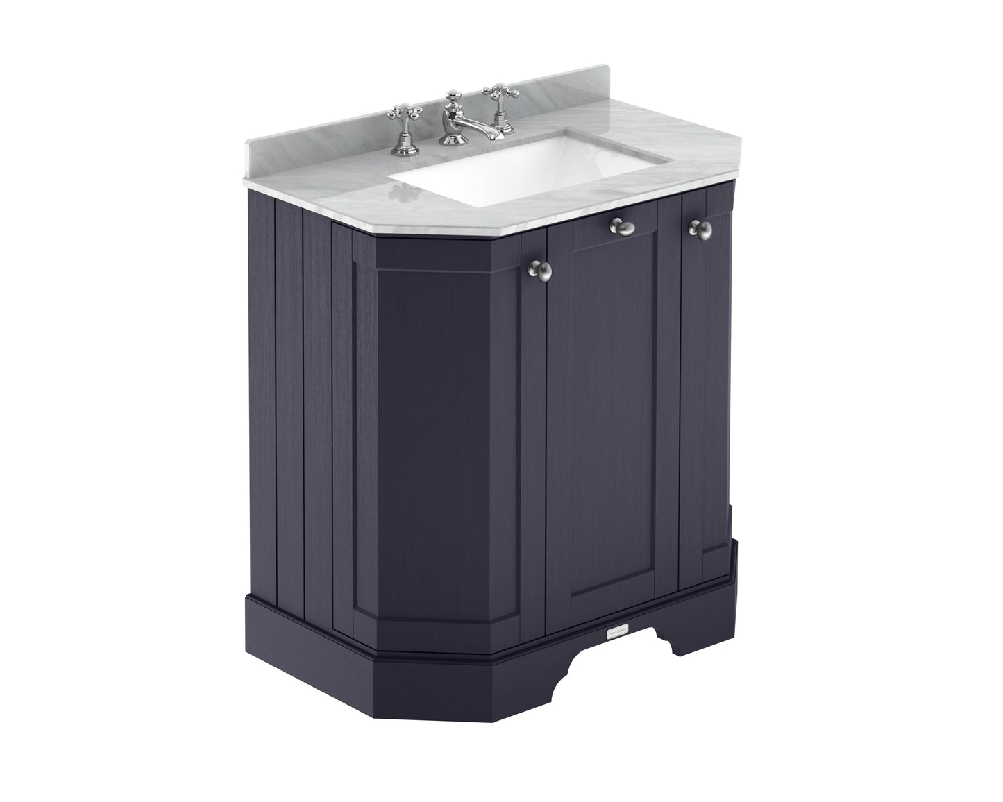Hudson Reed Old London 750mm Floor Standing 3 Door Vanity Unit with Grey Marble Top Basin & Soft Close