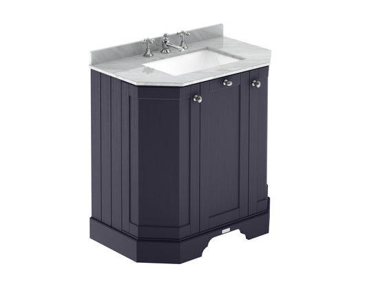 Hudson Reed Old London 750mm Floor Standing 3 Door Vanity Unit with Grey Marble Top Basin & Soft Close