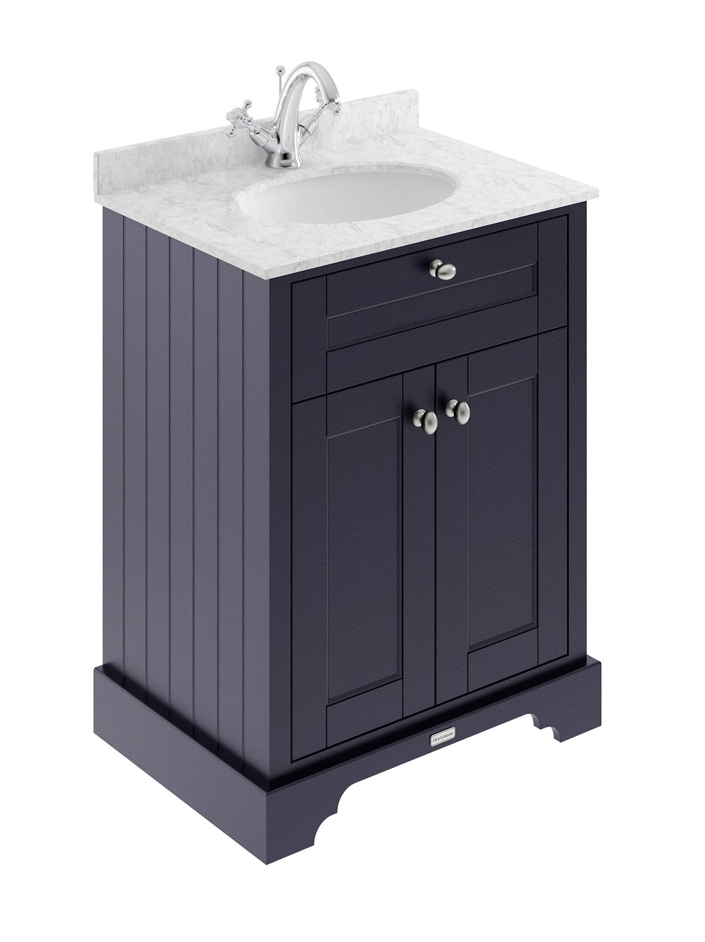 Floor Standing 2 Door Vanity Unit with 1 Tap Hole Grey Marble Top 600mm